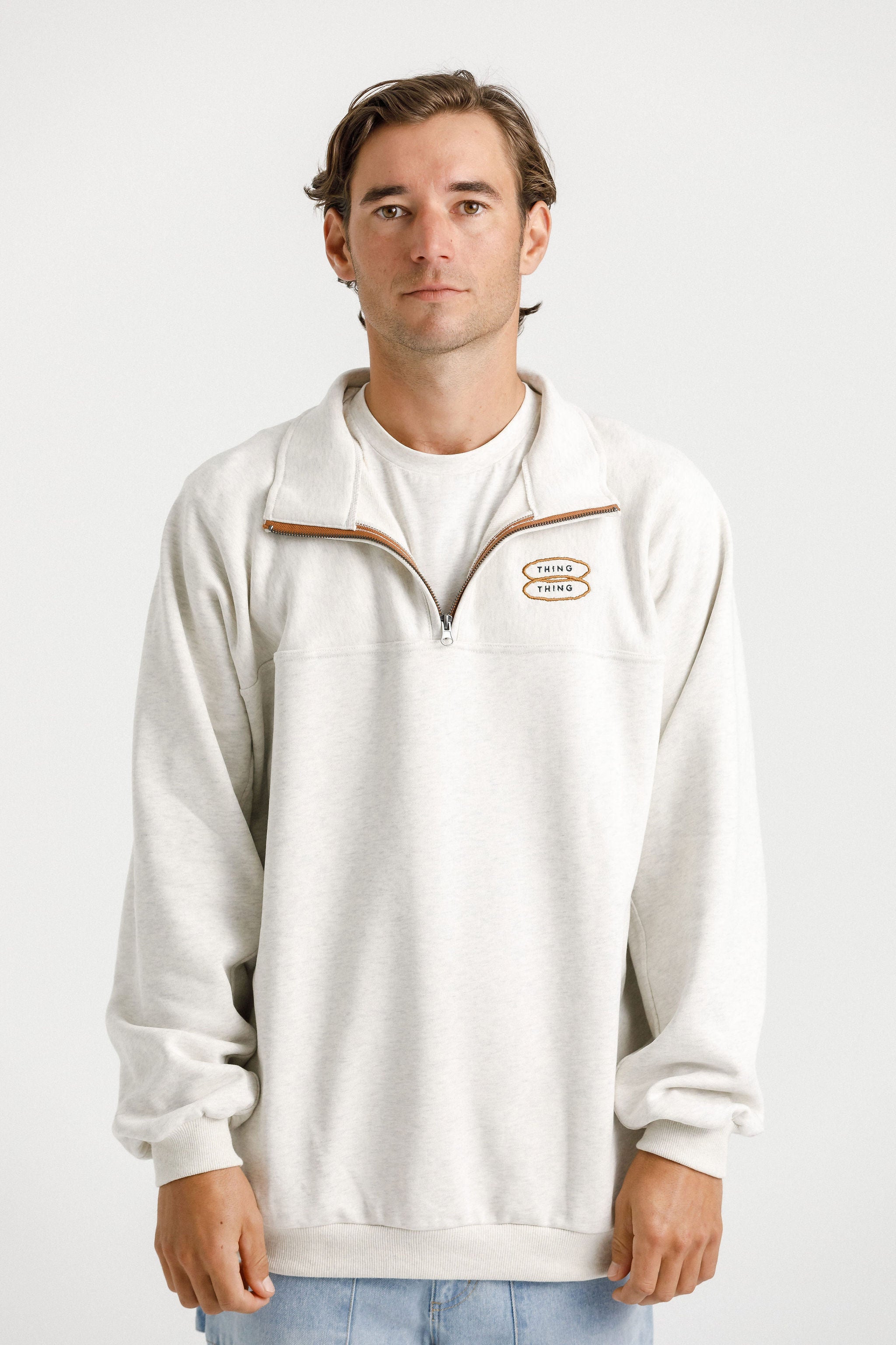 Quarter Zip Crew - Unbleached Marl