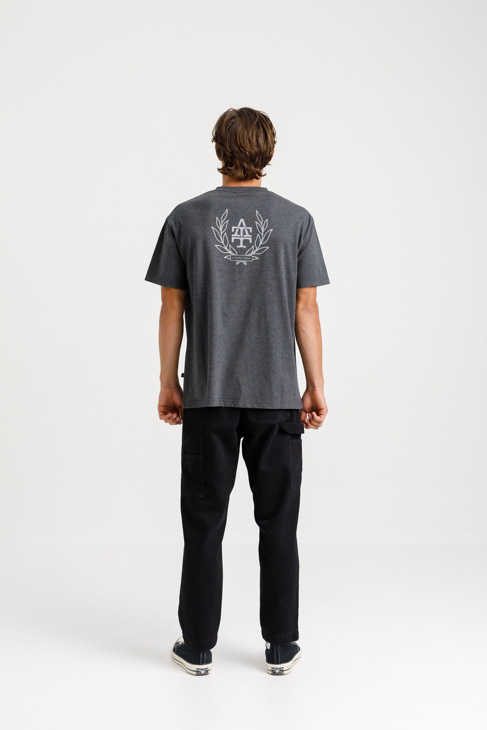 Ample Tee - Coal Marl Collegiate Print