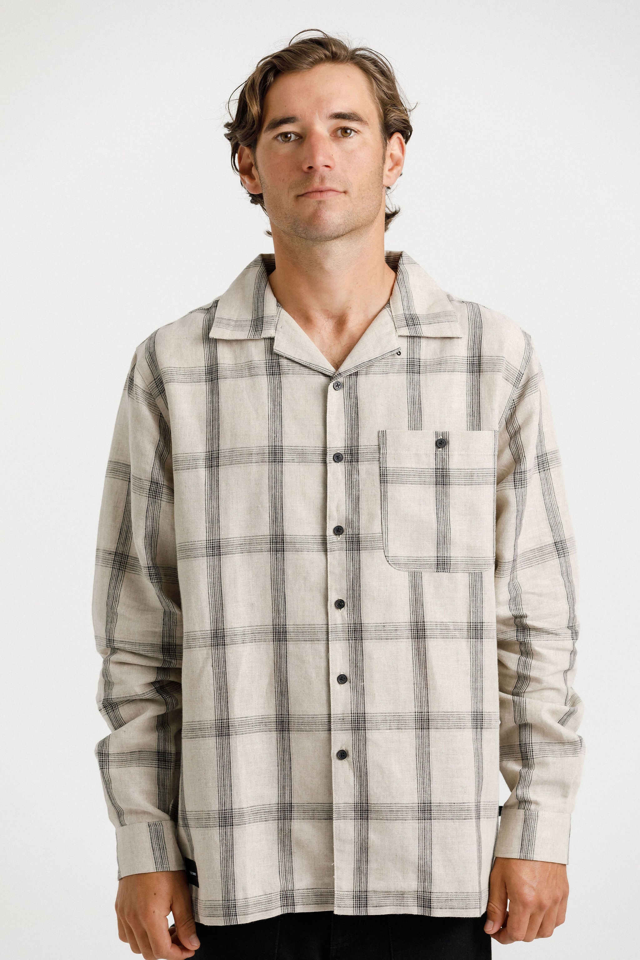 Long Sleeve Trope Shirt - Oat Plaid