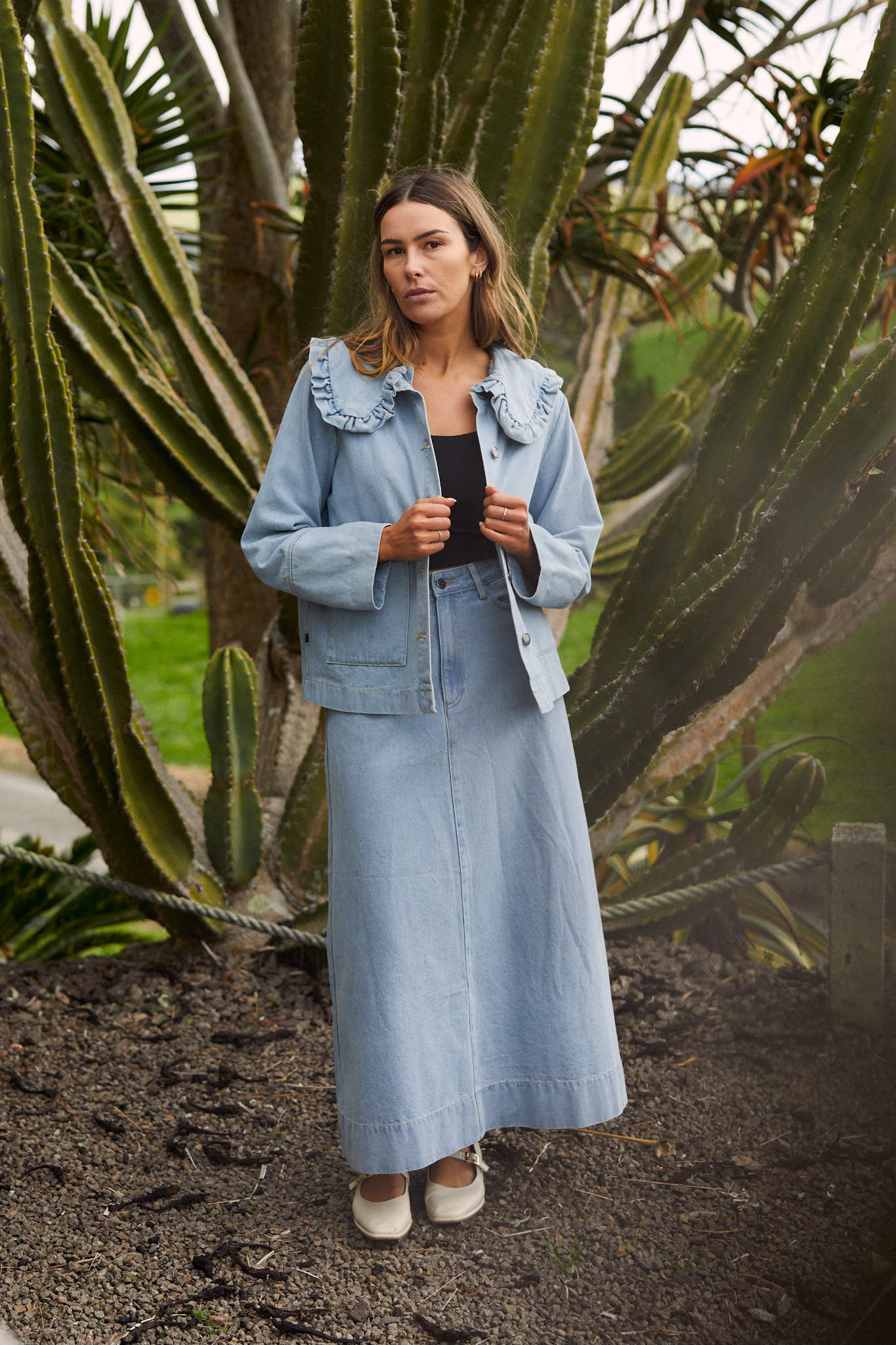 Bettie Skirt - Stone Wash Denim