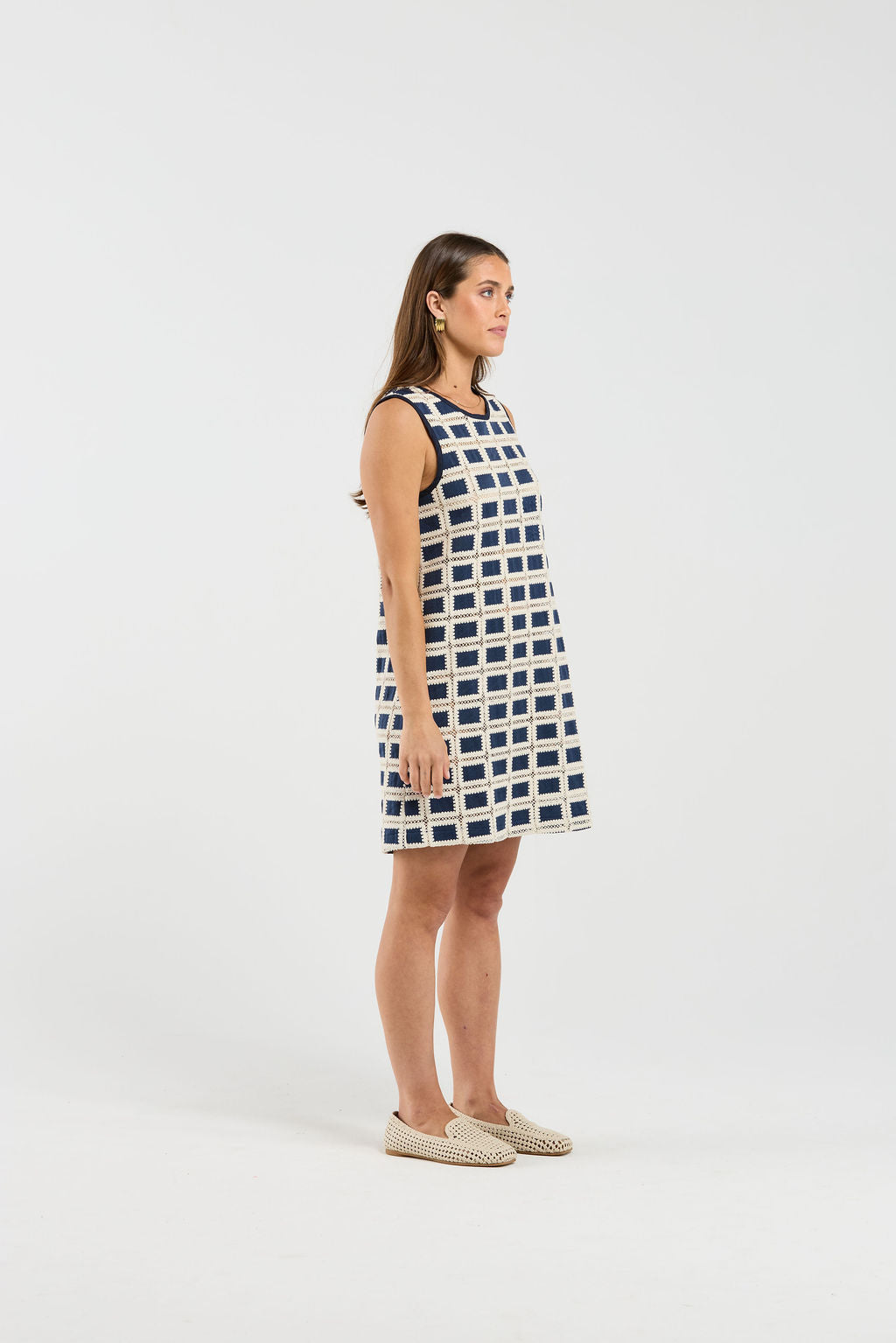Florin Dress - Navy Grid