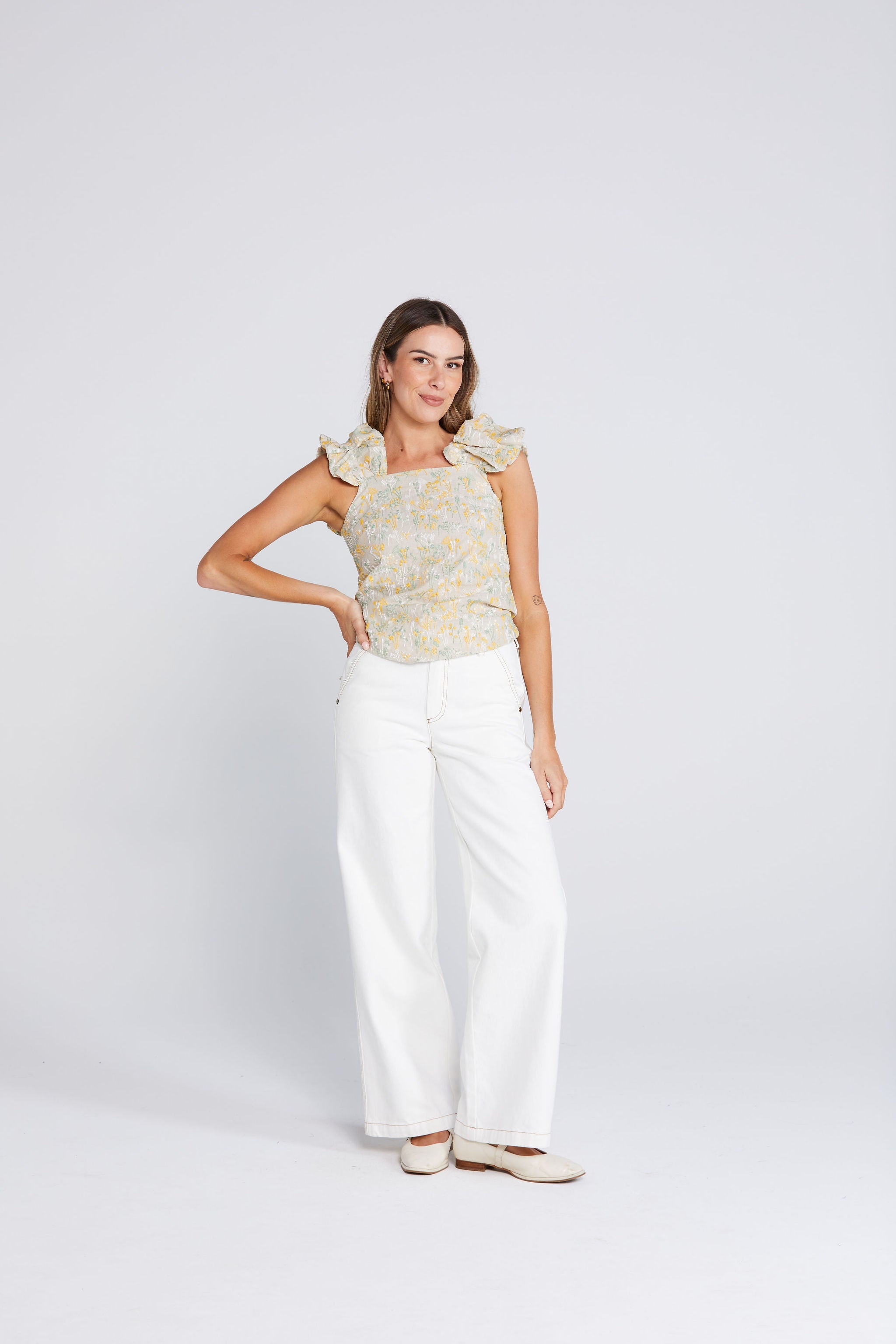 Ruffle Singlet - Whimsical Flora