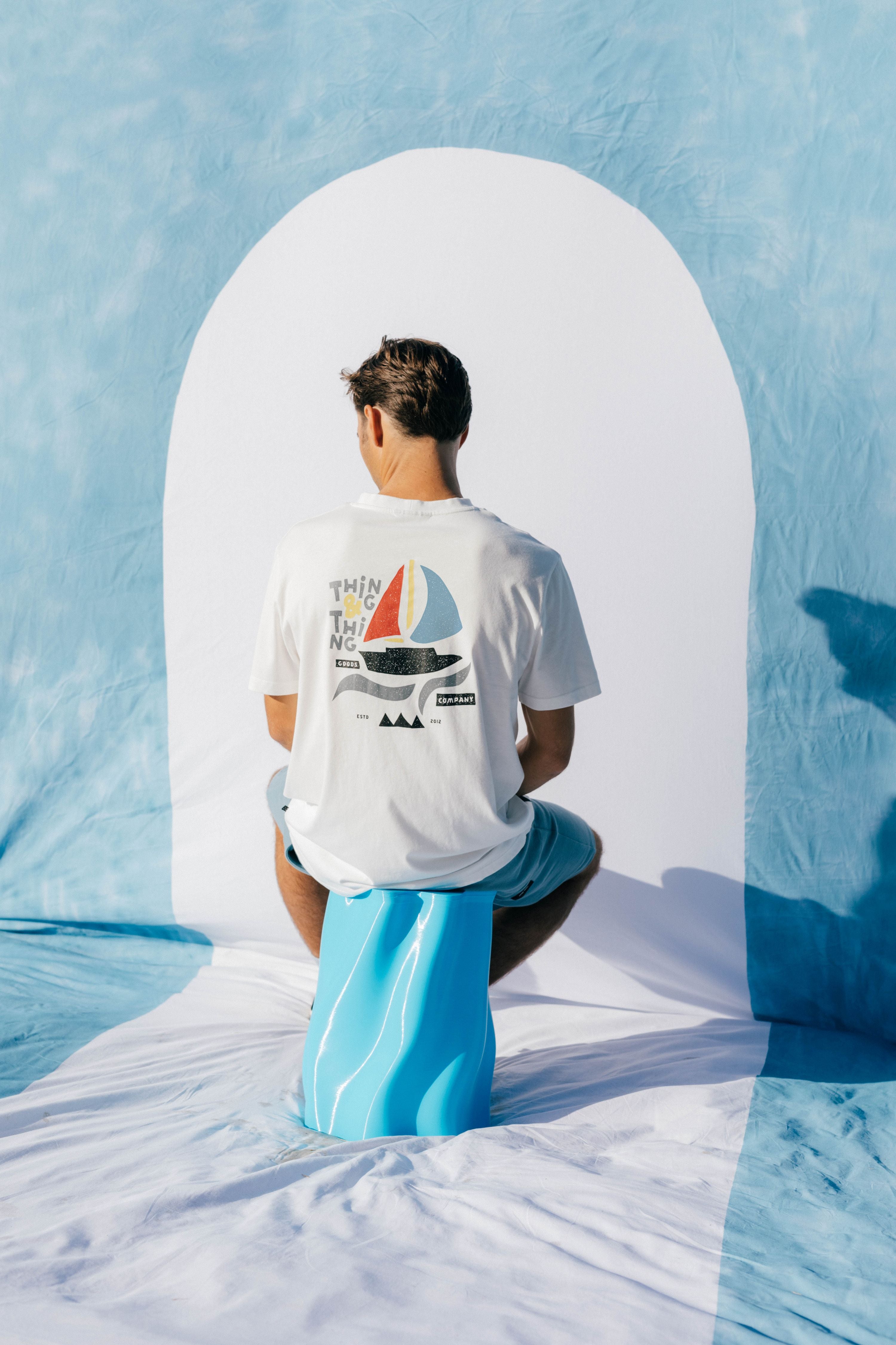 SS Tee - Unbleached with Sail Print