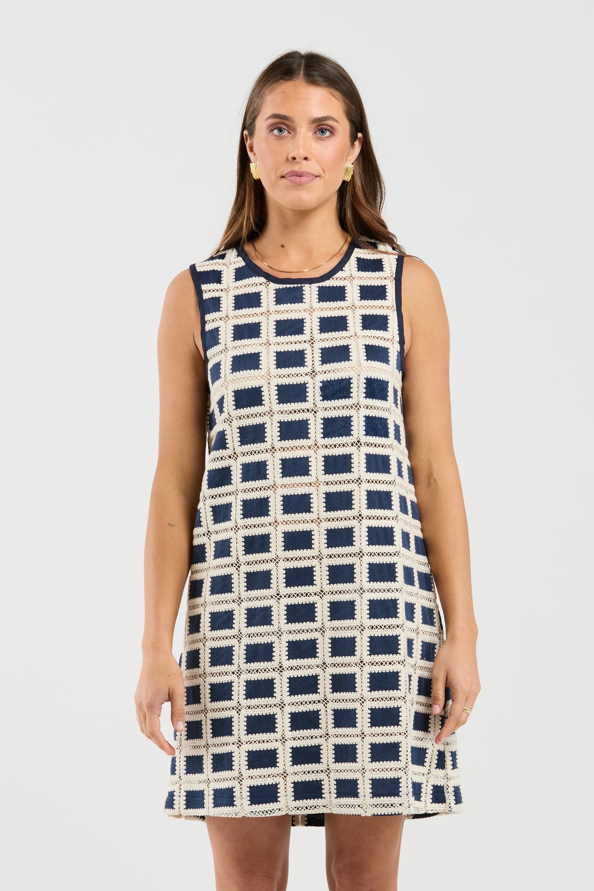 Florin Dress - Navy Grid