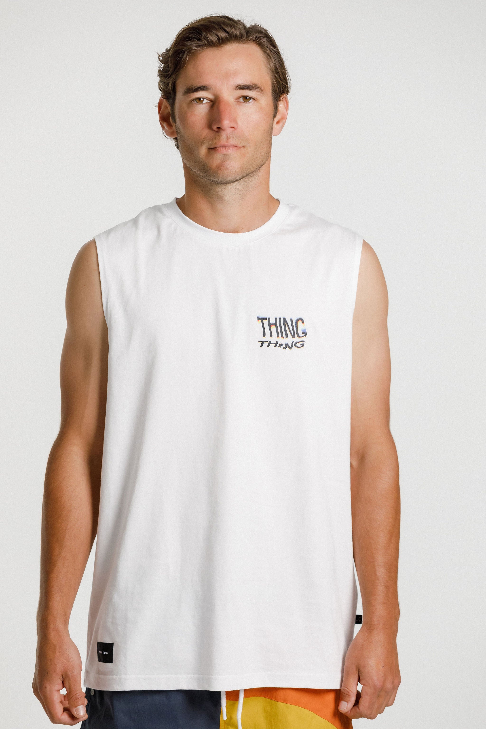 Turf Tank - White with Warp Print