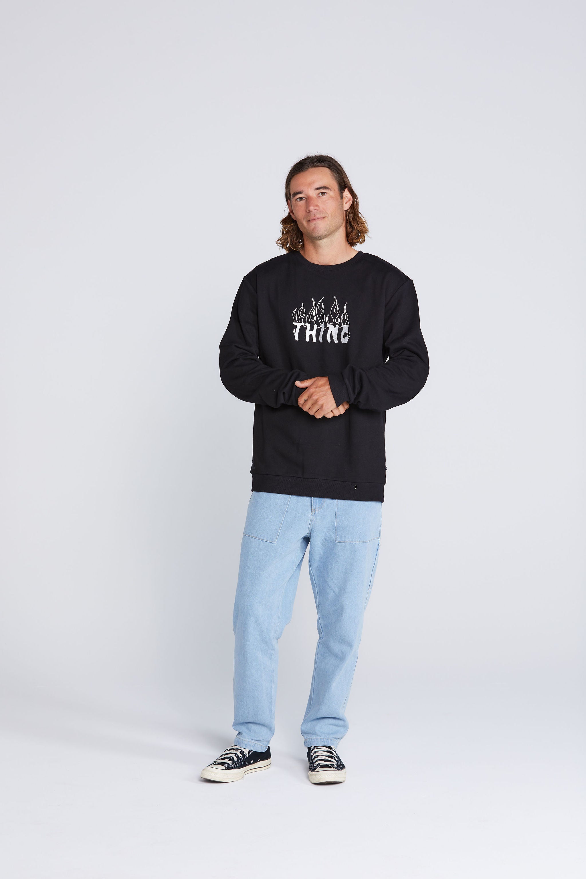 Title Crew - Black with White Pyro Embroidery