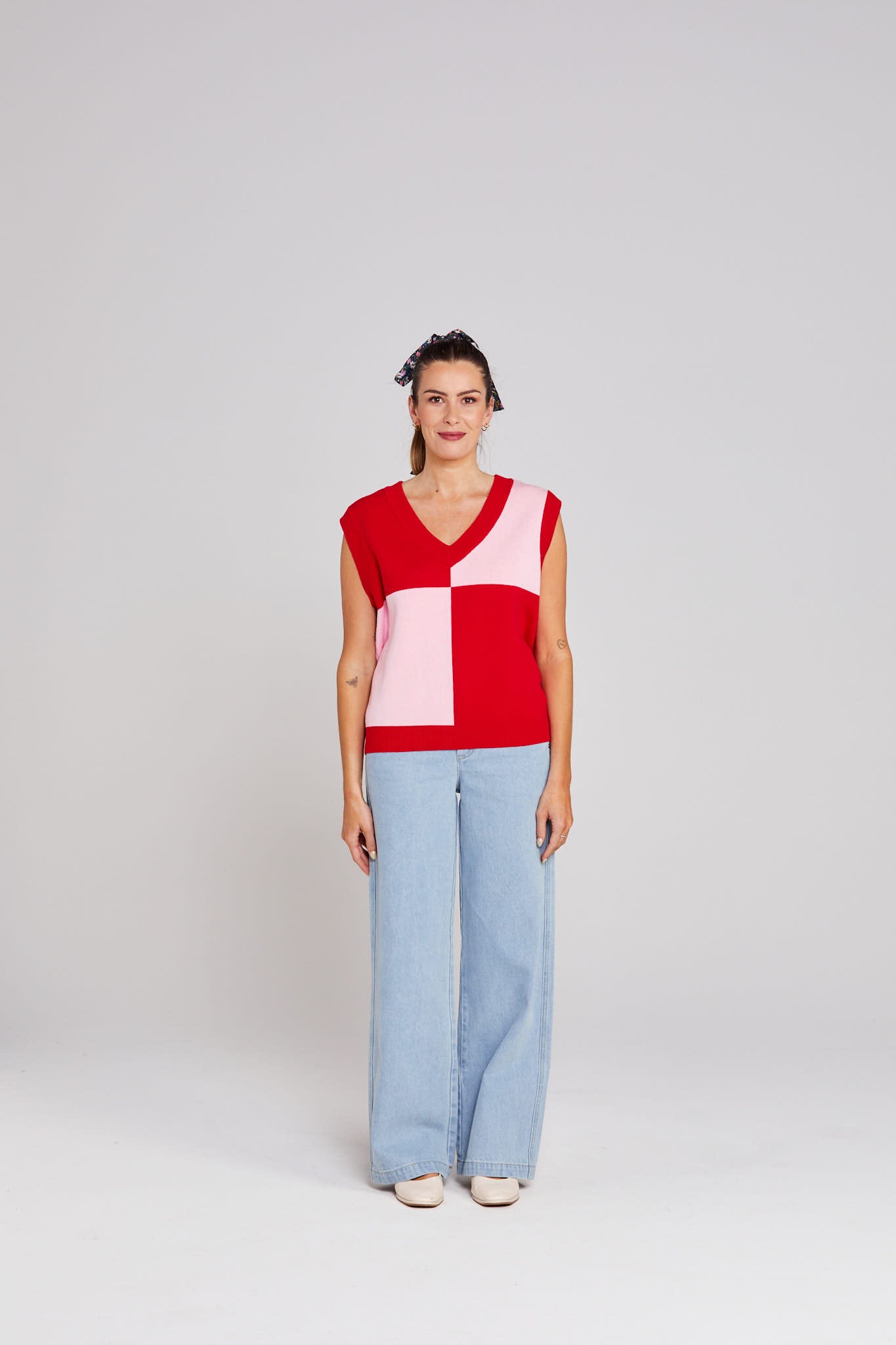 Divide Check Vest - Pinky Tomato