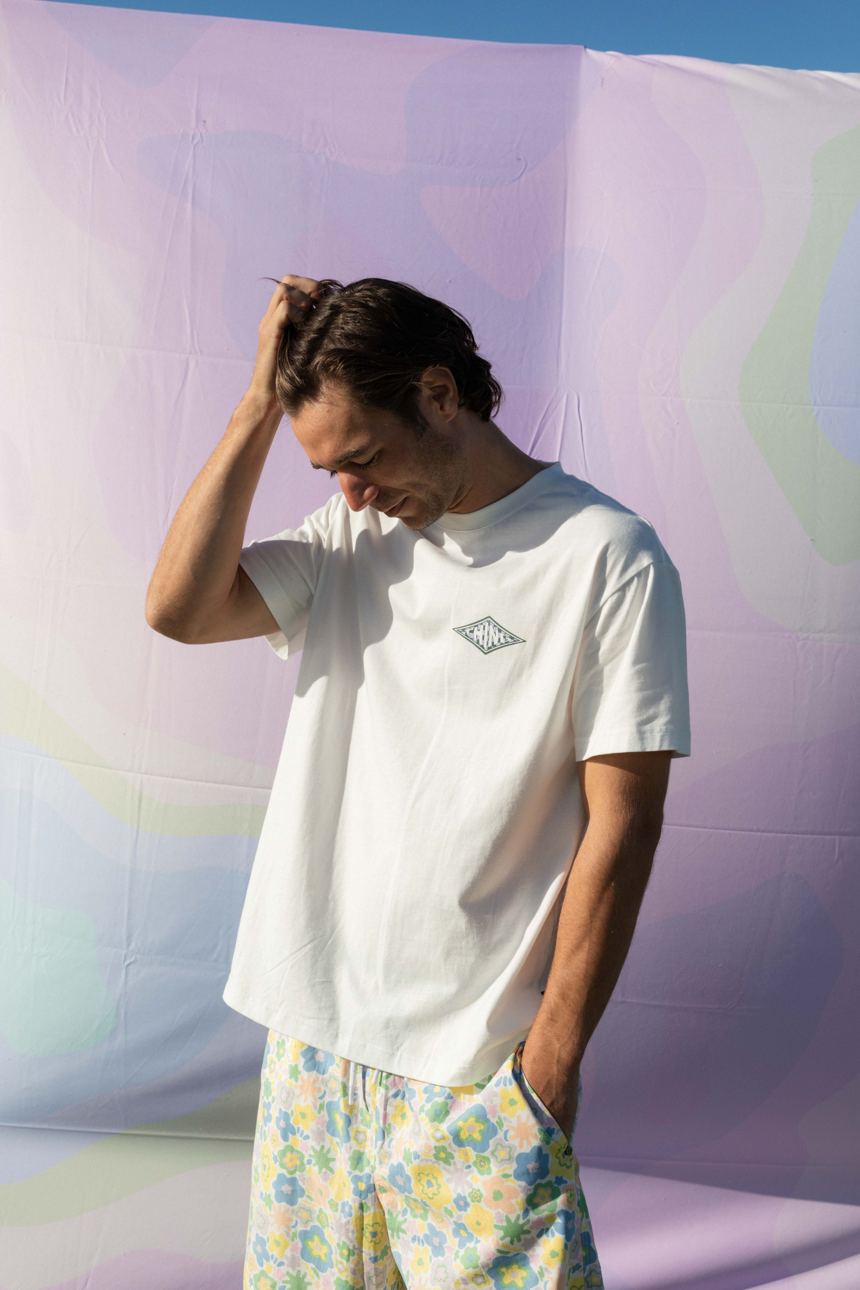 Ample Tee - Sale - Unbleached with Diamond Print