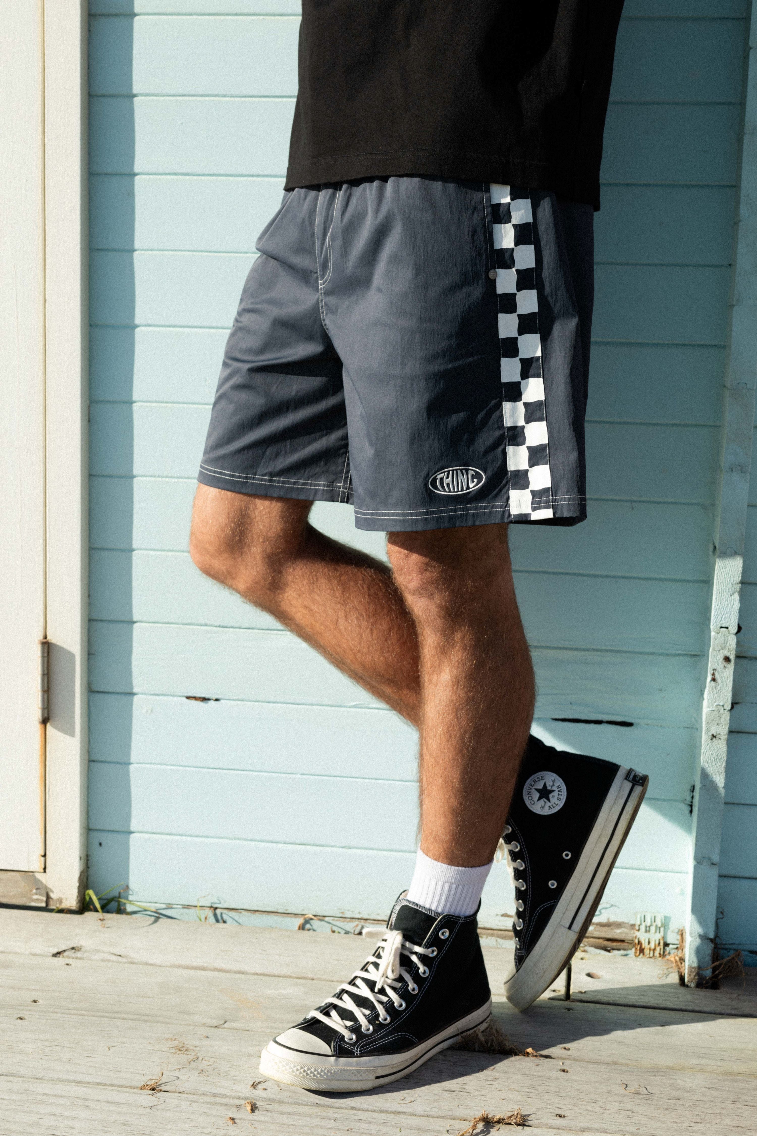 Voli Panel Short - Slate with Check Panel