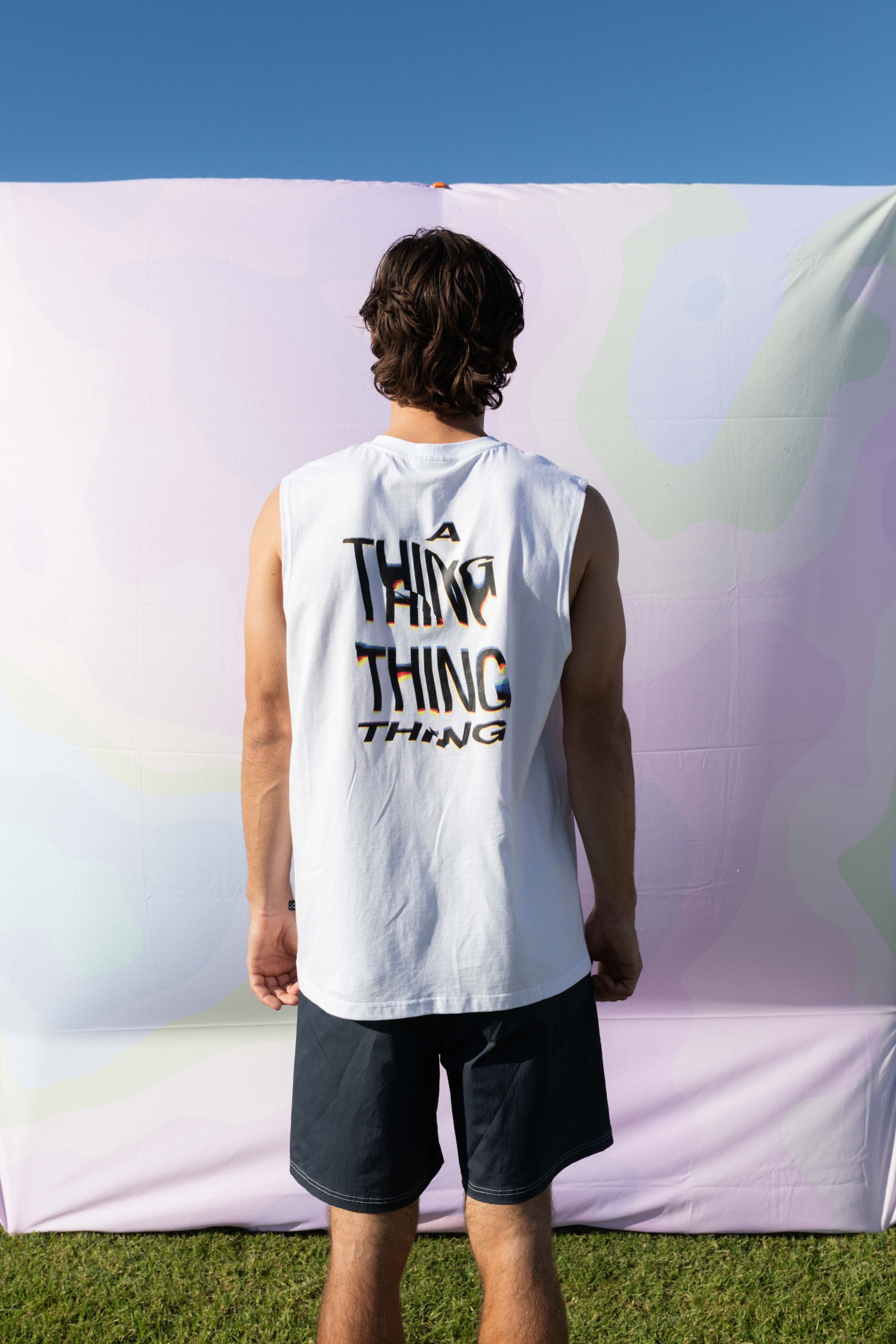 Turf Tank - White with Warp Print