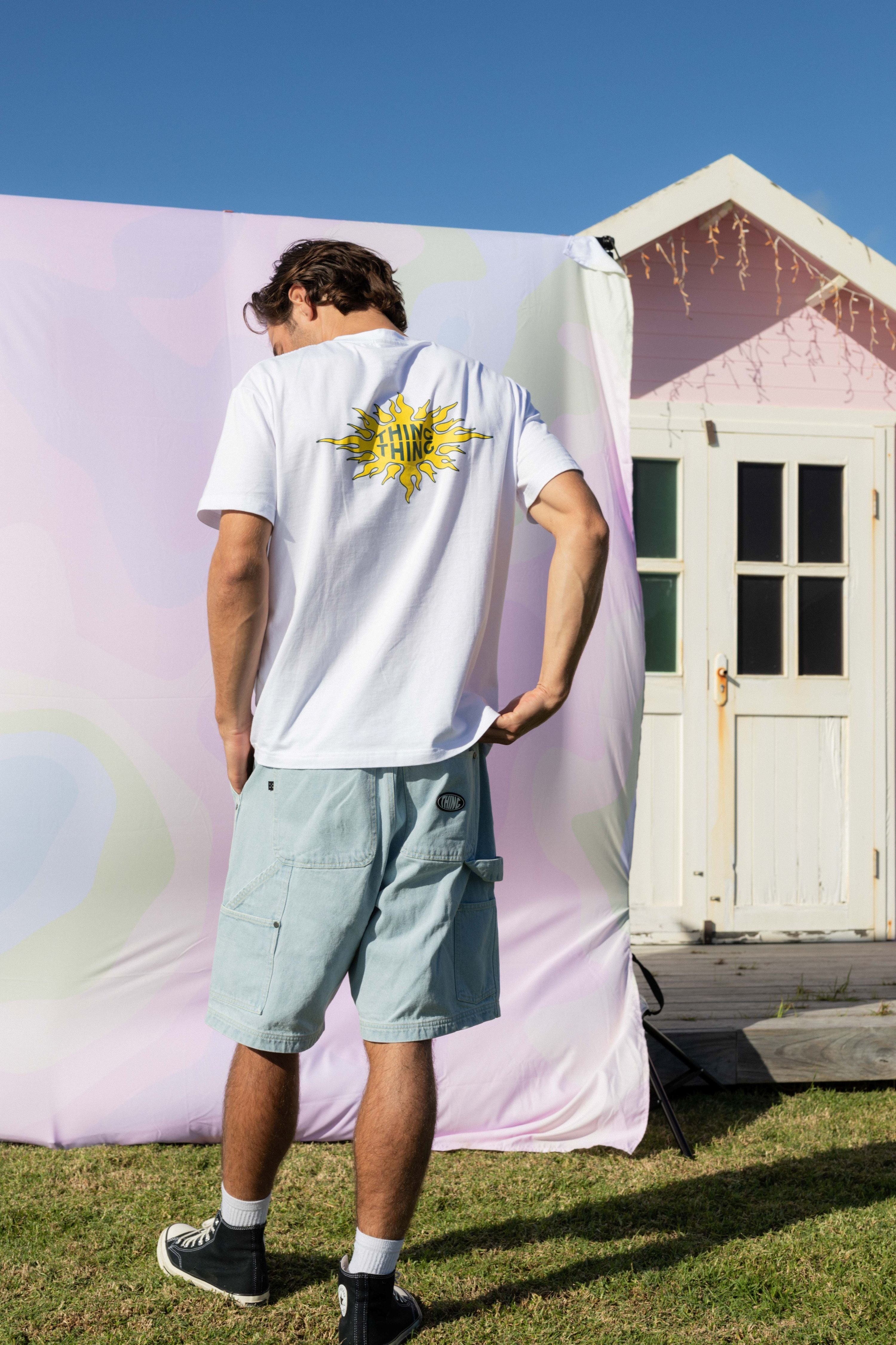 Ample Tee - White with Flame Sun Print