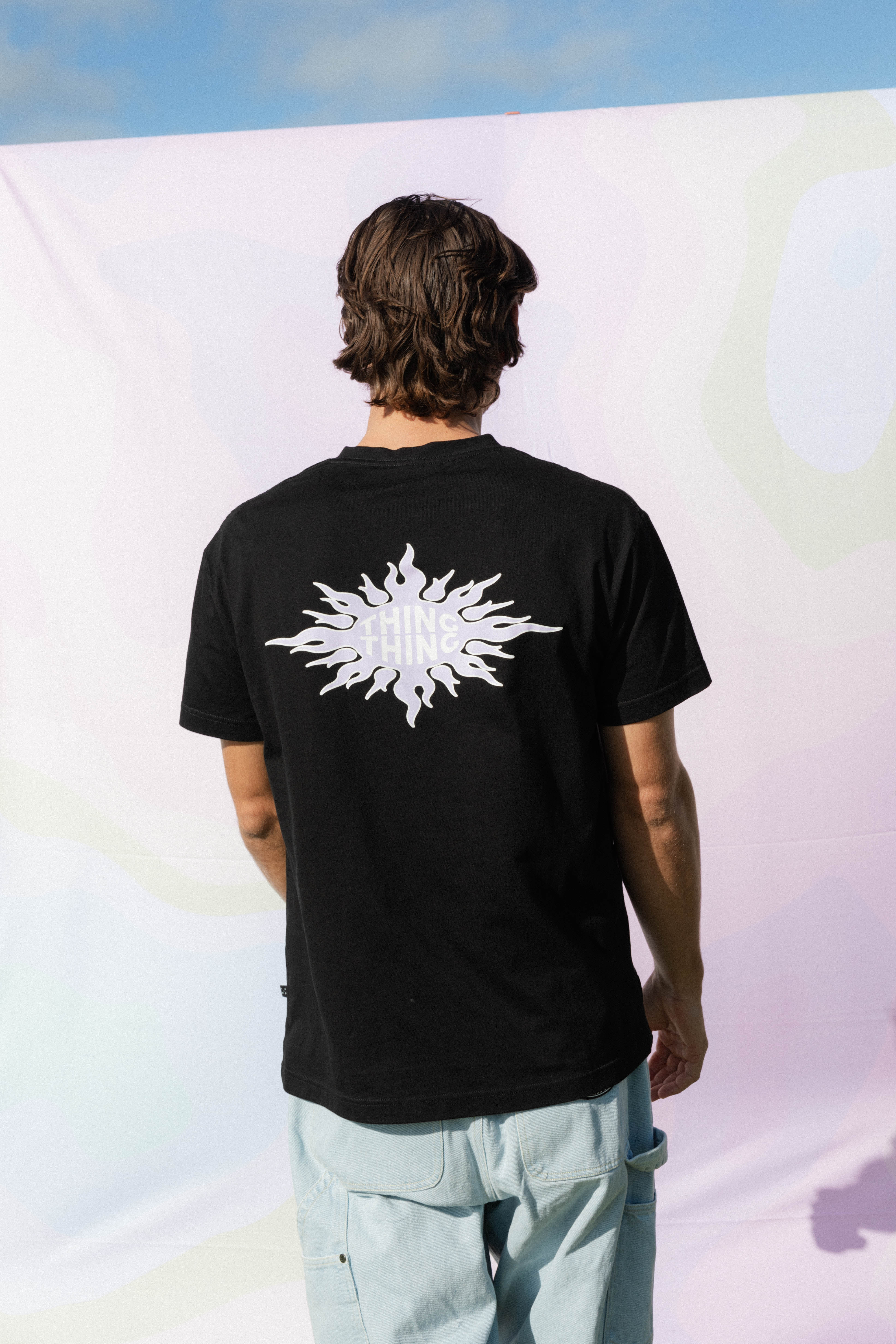 Ample Tee - Black with Sun Print