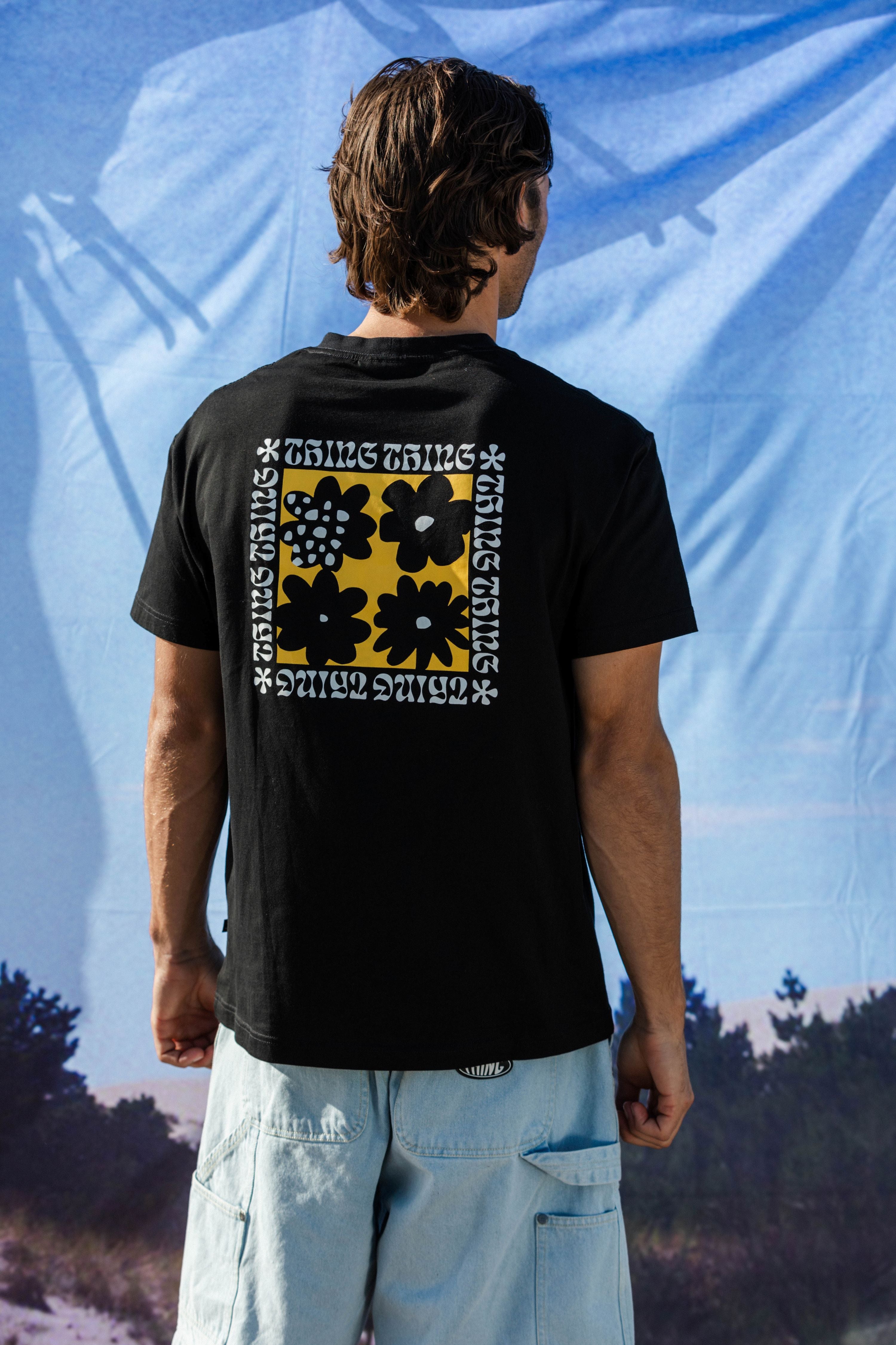 Ample Tee - Black with Flora Thing Print