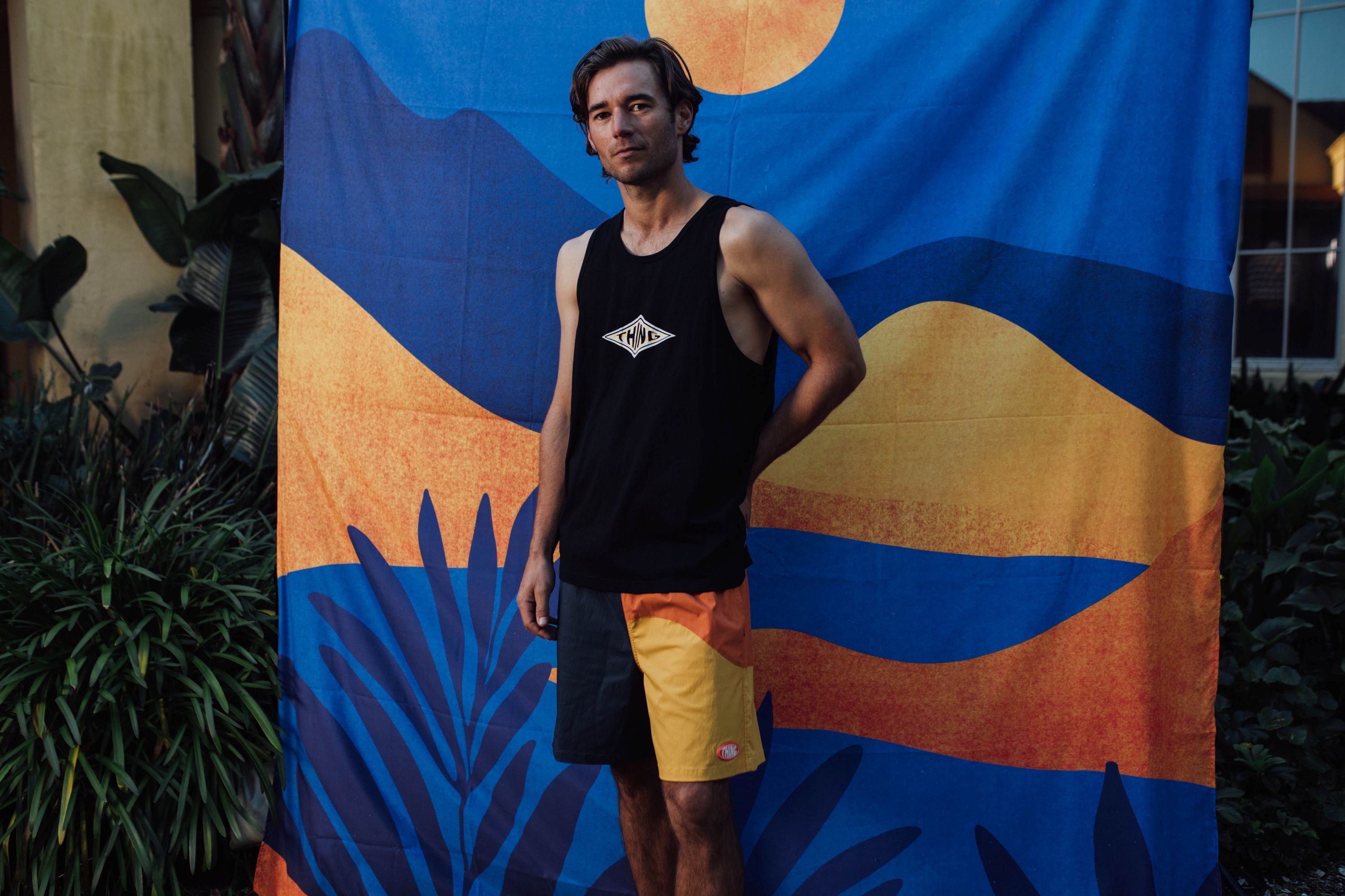 Dad Singlet - Black with Diamond Print