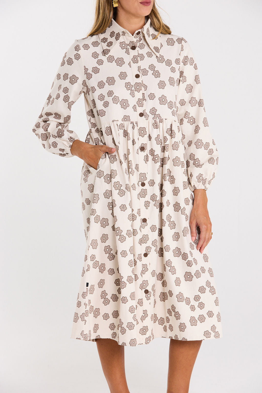 Aleah Dress - Latte Daisy