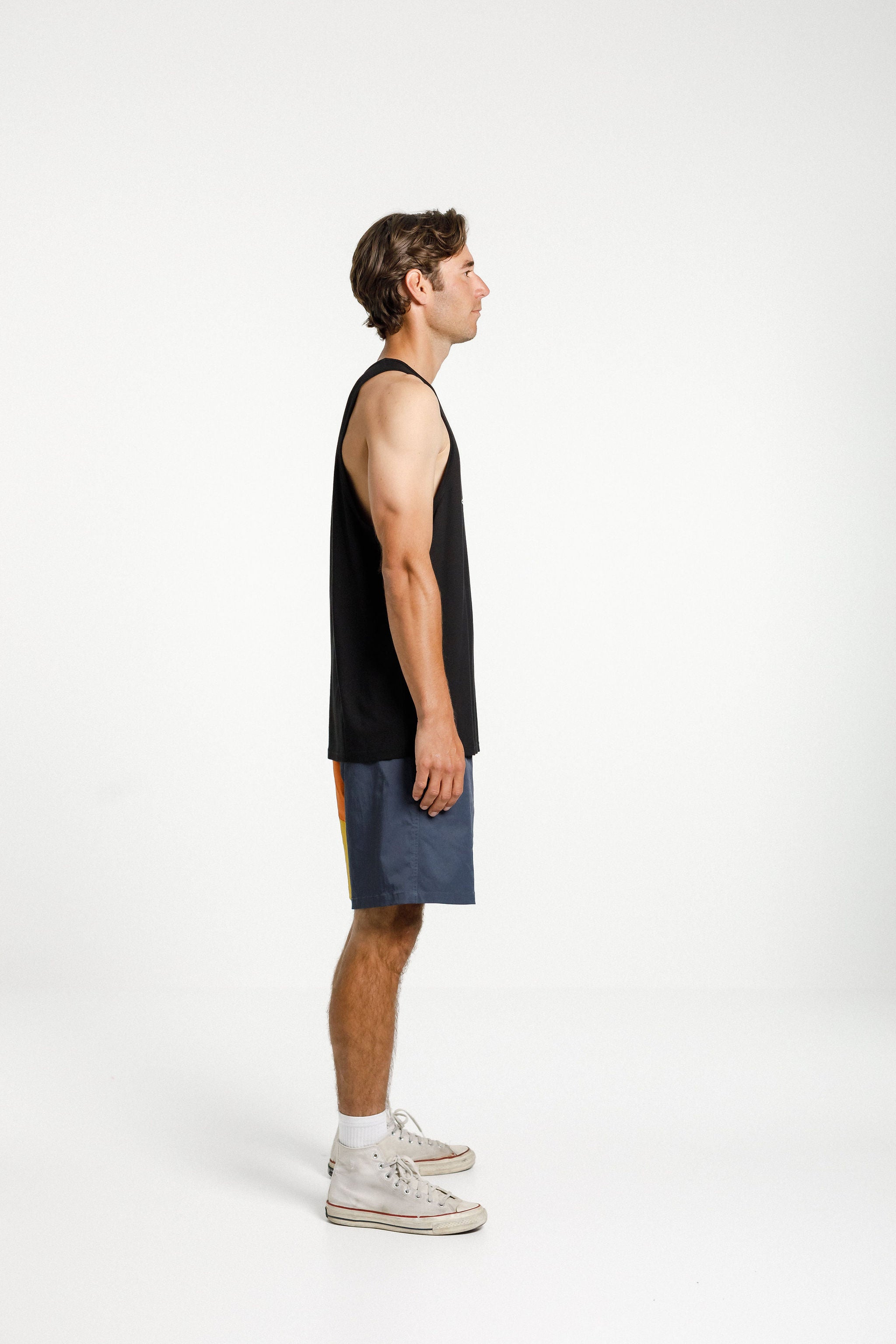 Dad Singlet - Black with Diamond Print