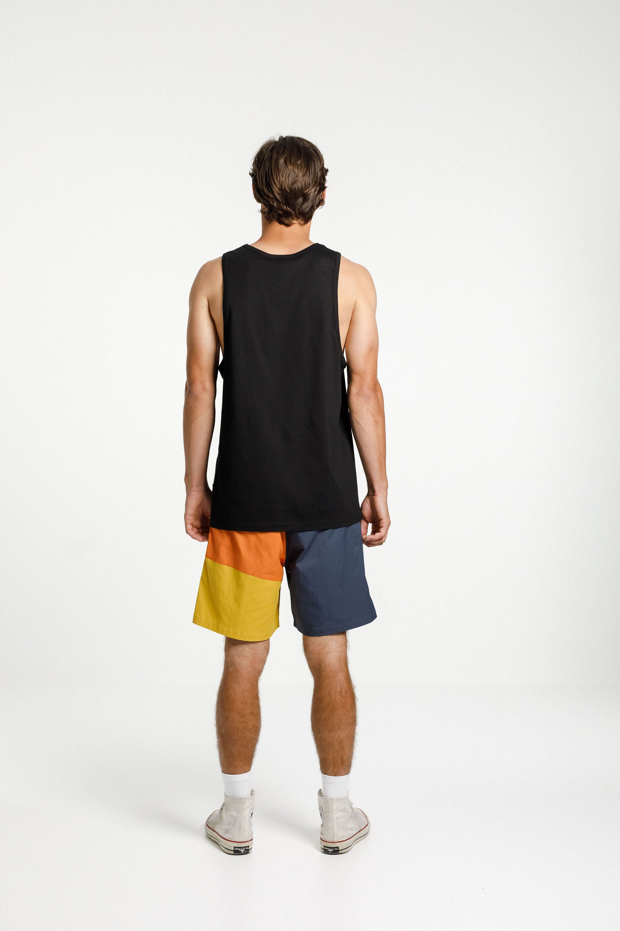 Dad Singlet - Black with Diamond Print