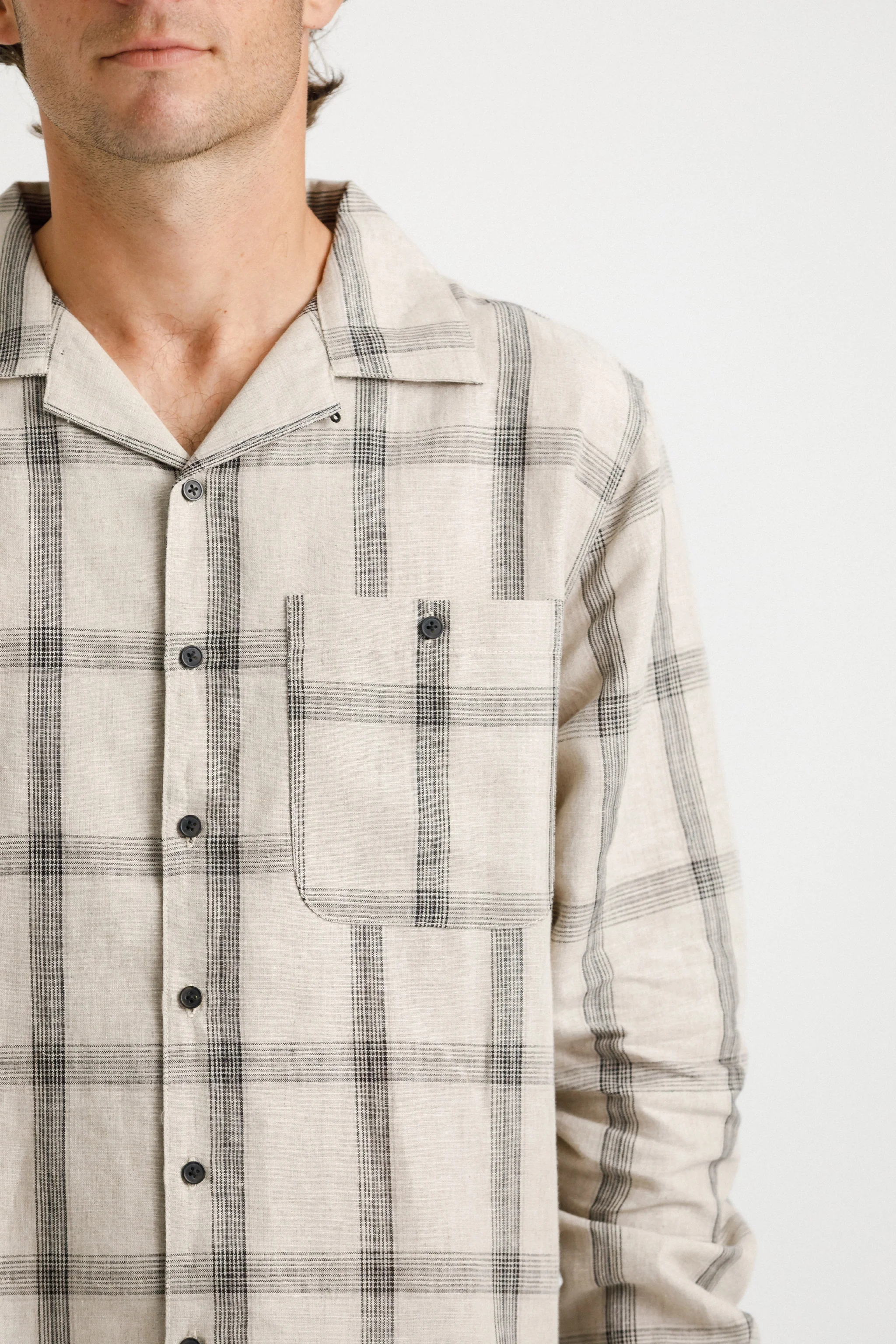 Long Sleeve Trope Shirt - Oat Plaid