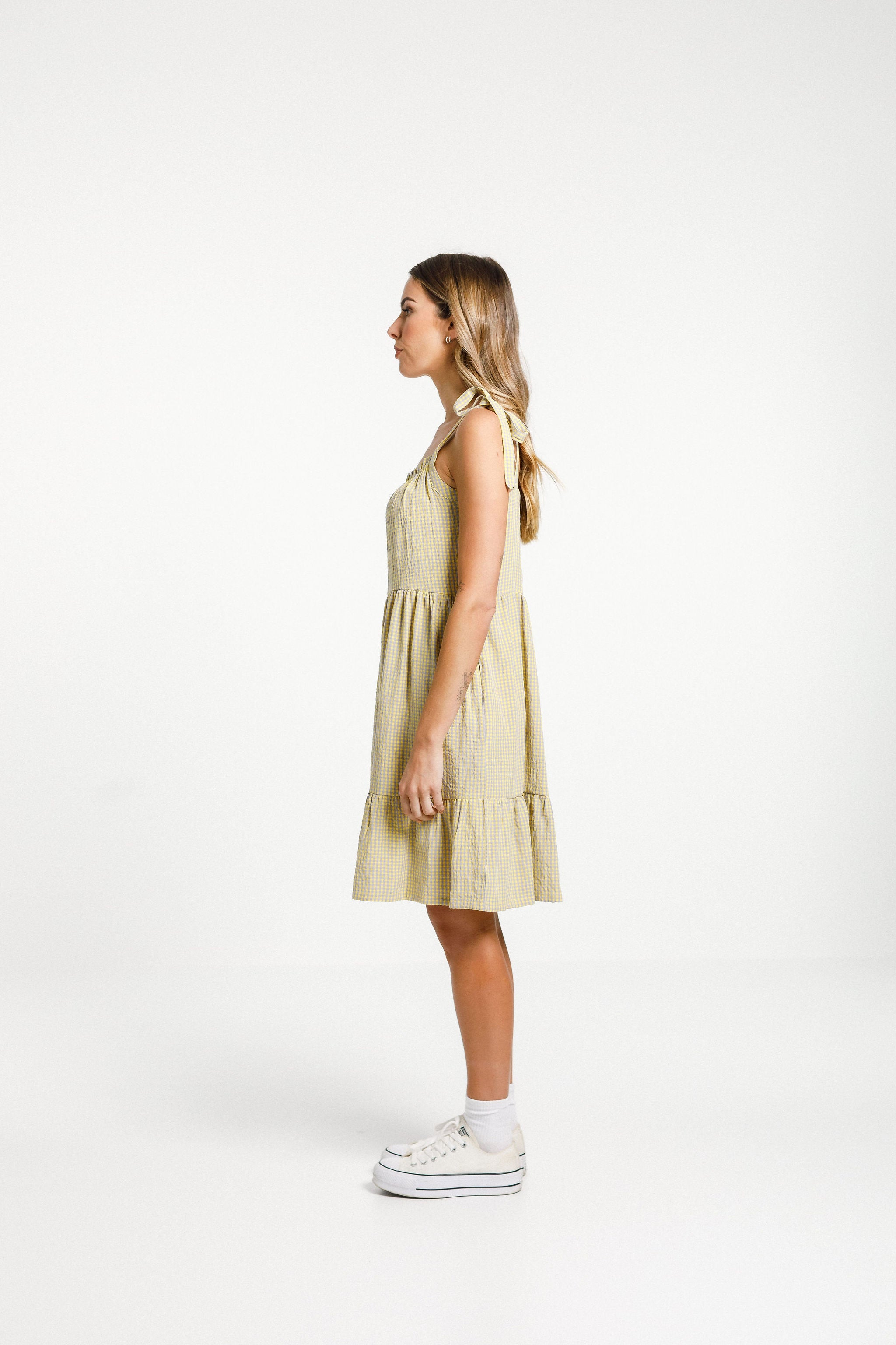 Tie Up Zig Dress - Sunny Gingham
