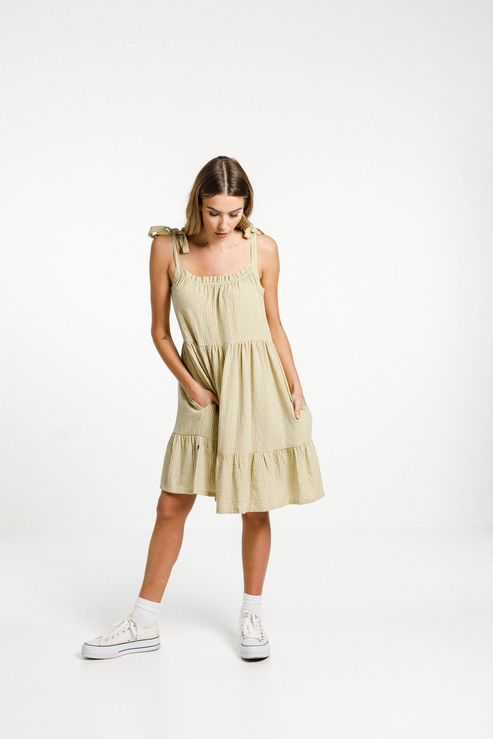 Tie Up Zig Dress - Sunny Gingham