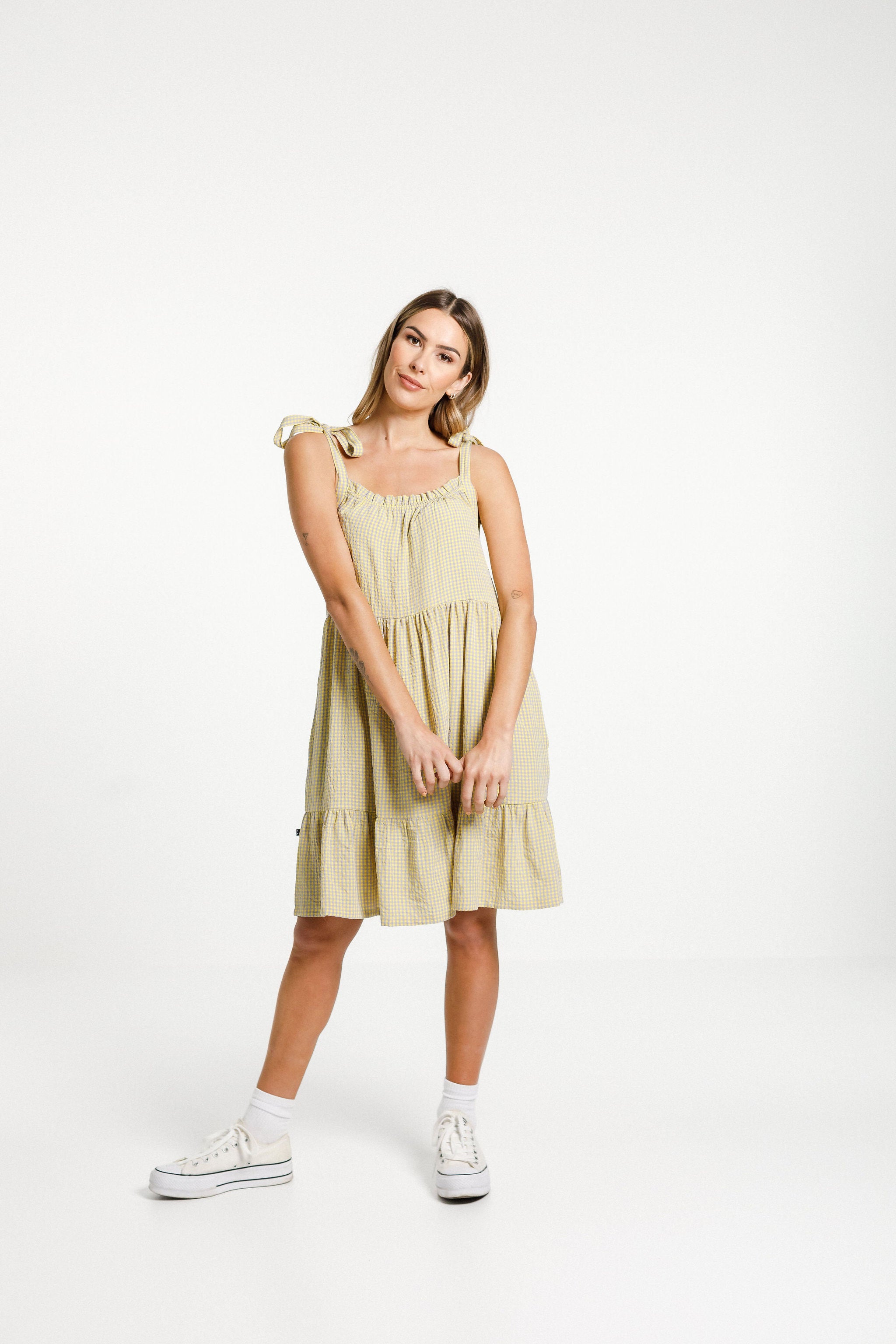 Tie Up Zig Dress - Sunny Gingham