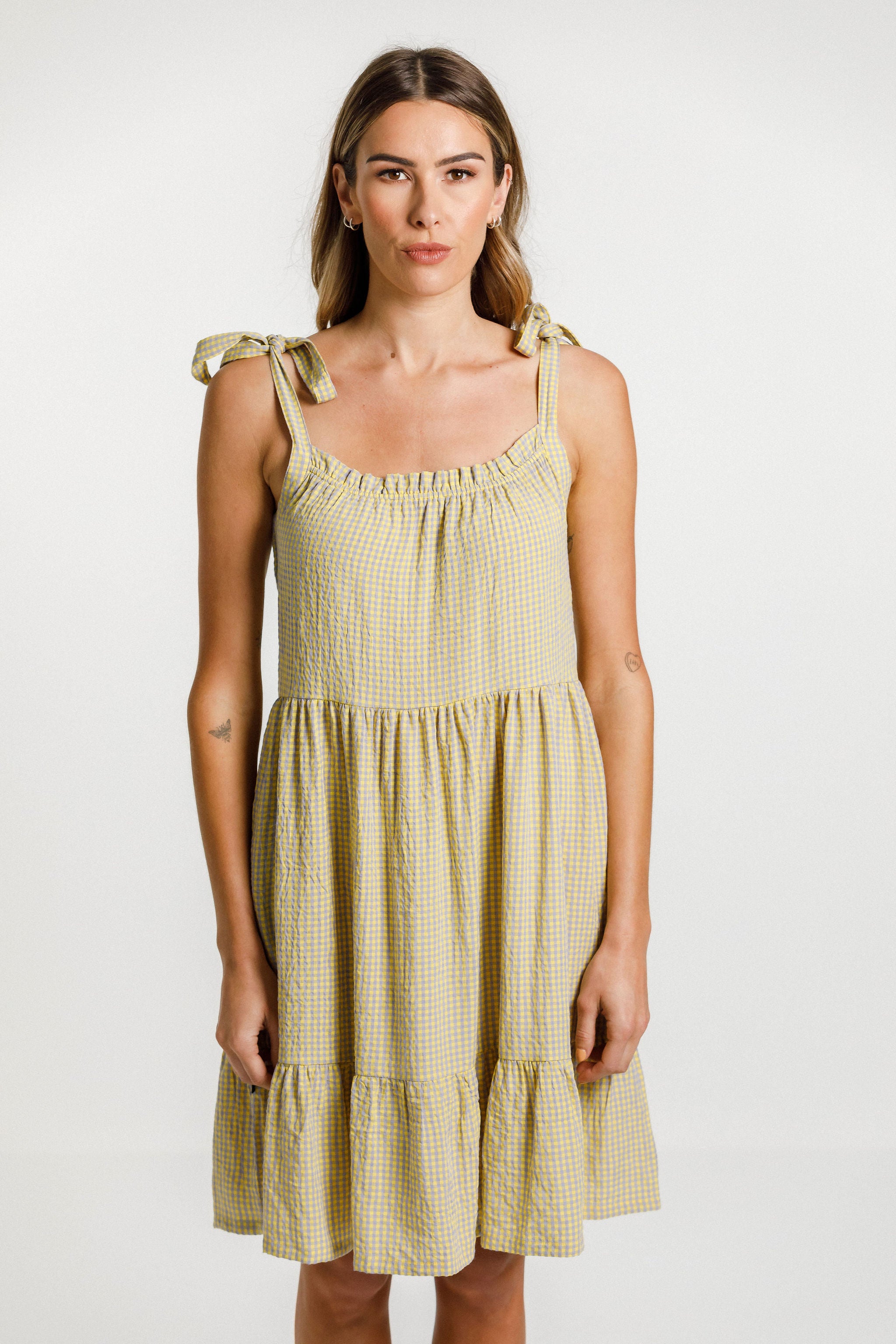 Tie Up Zig Dress - Sunny Gingham