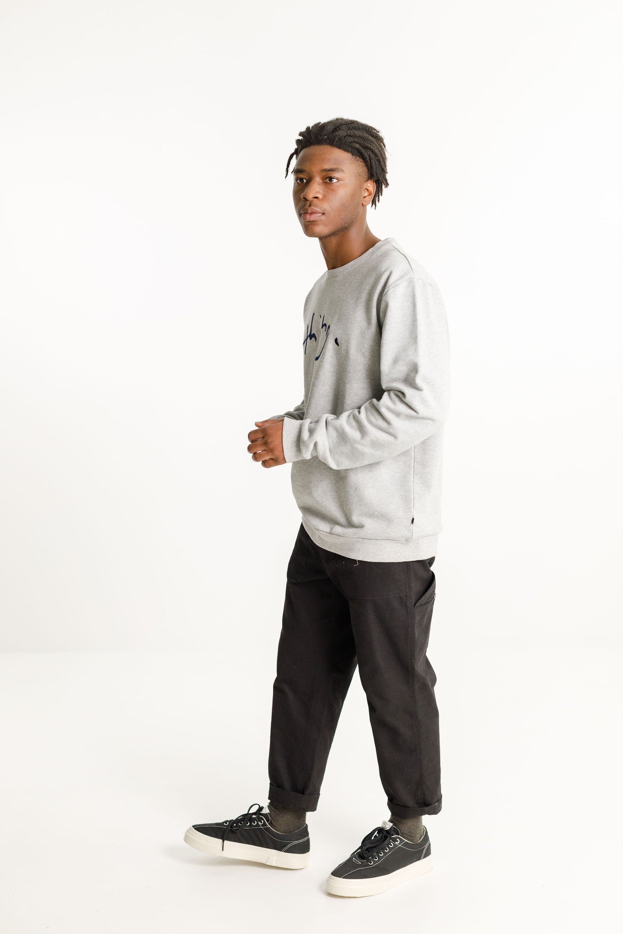 Title Crew - Grey with Blue Thing Embroidery