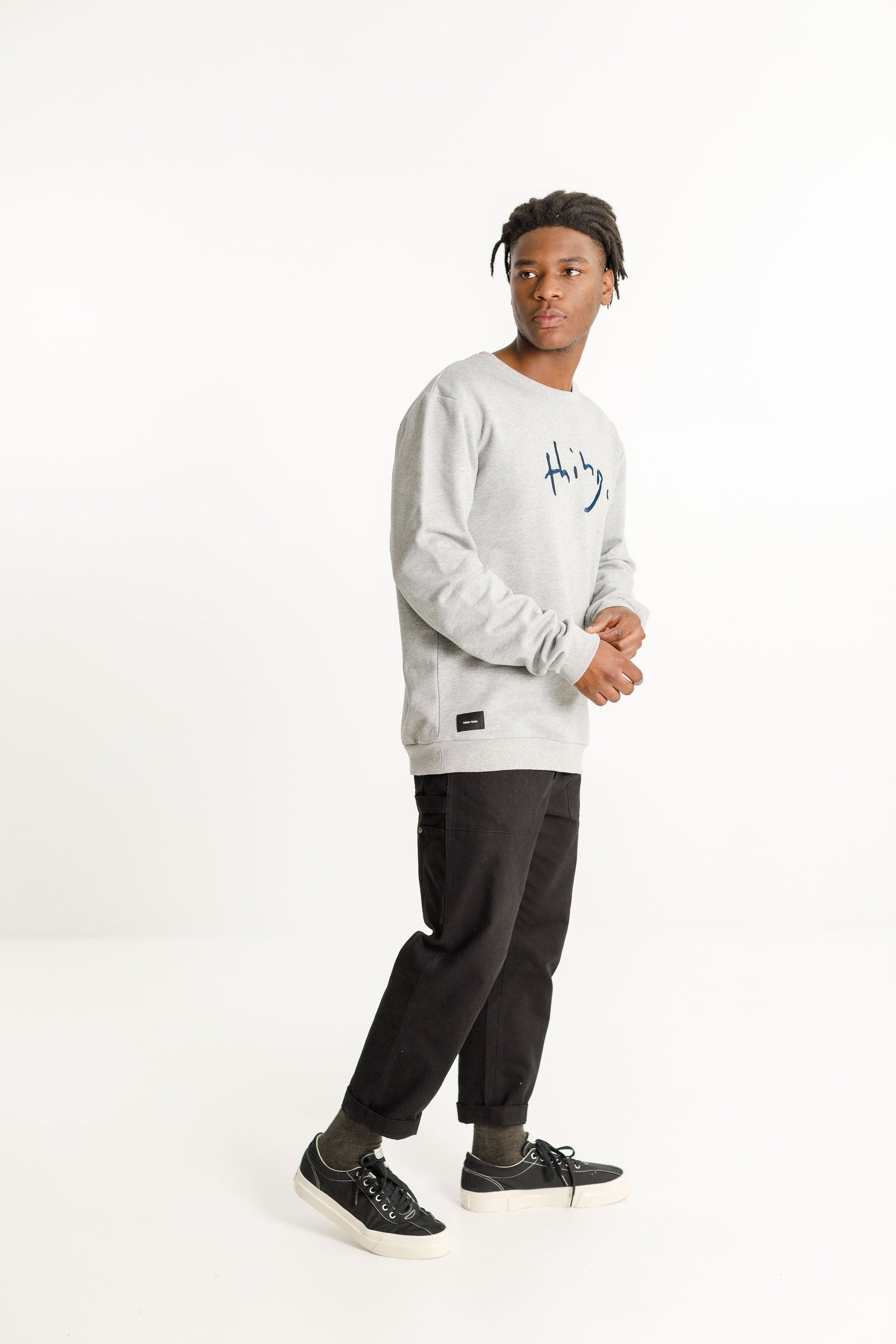 Title Crew - Grey with Blue Thing Embroidery