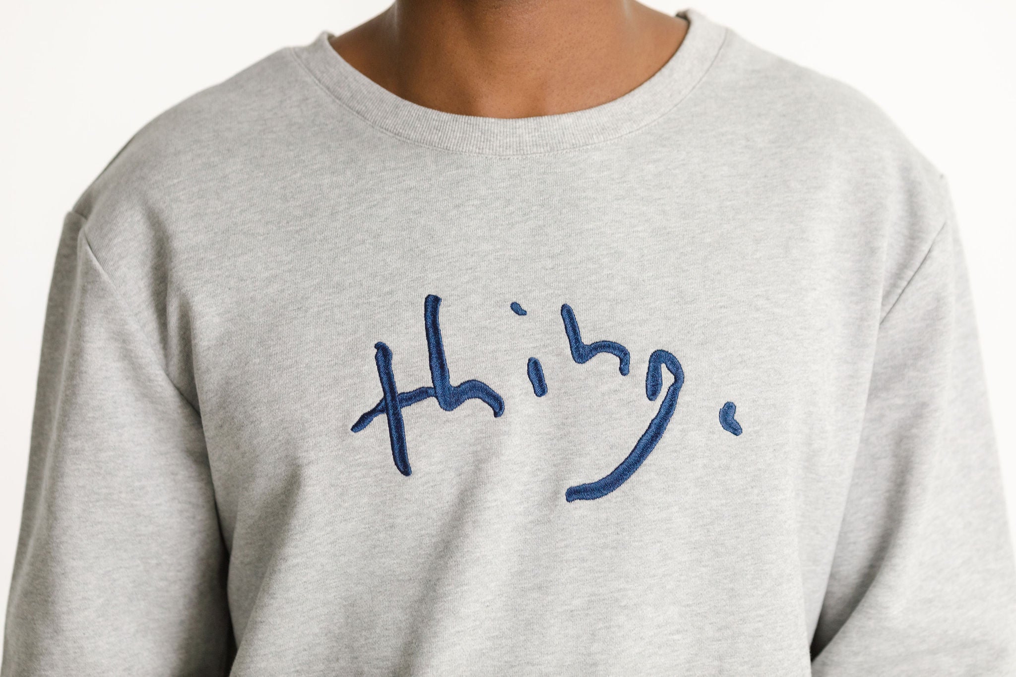 Title Crew - Grey with Blue Thing Embroidery