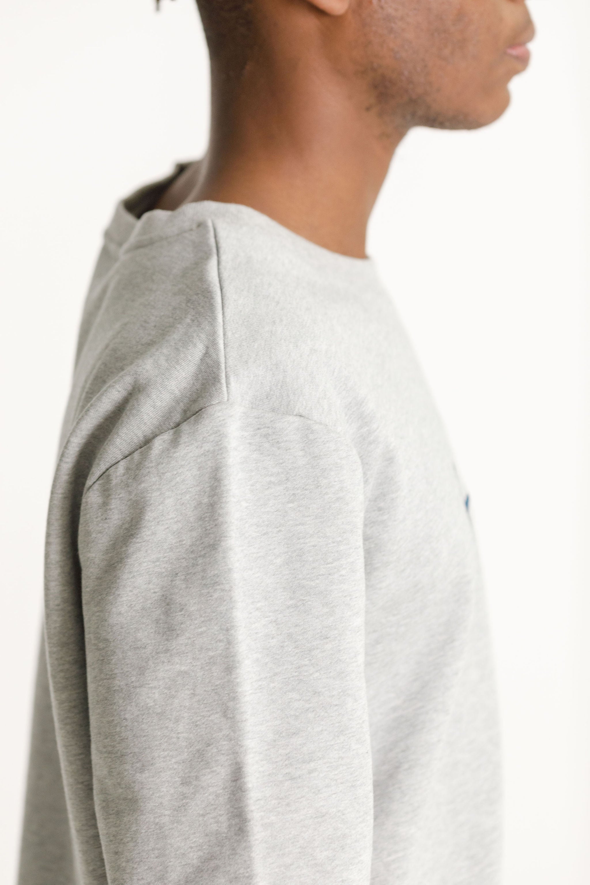 Title Crew - Sale - Grey with Blue Thing Embroidery
