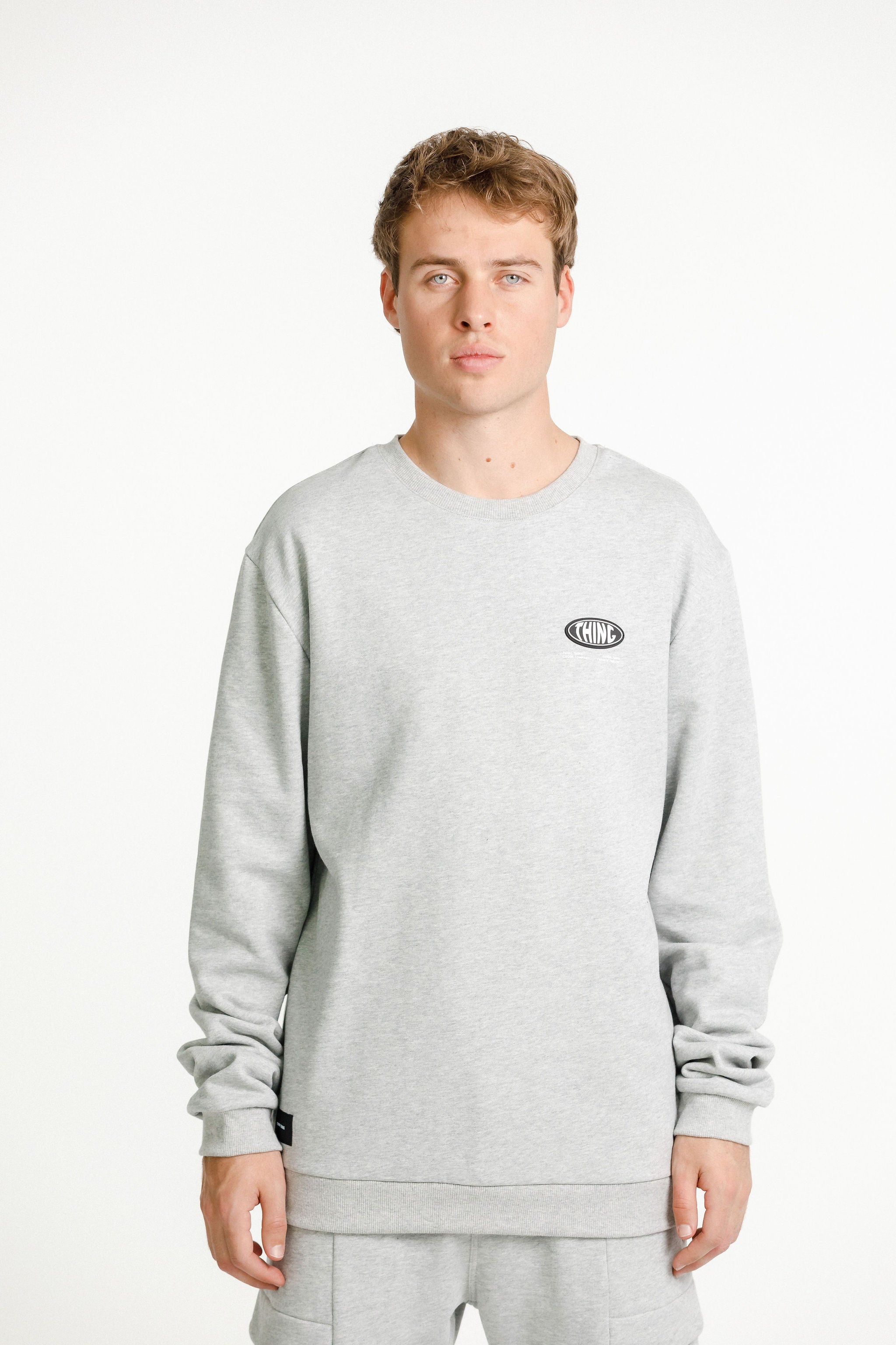Title Crew - Grey with Globe Print
