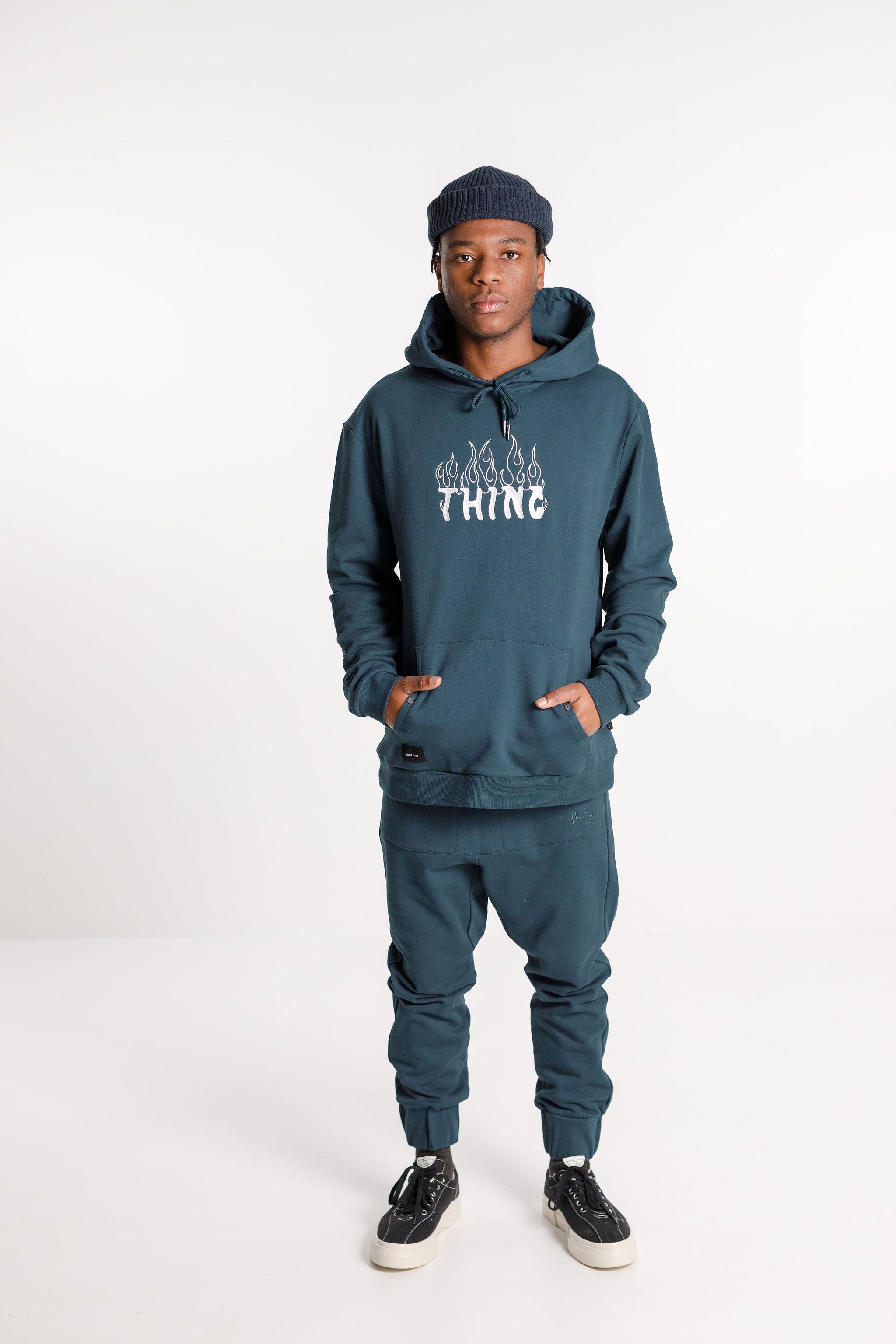 Title Hood - French Navy with Pyro Embroidery