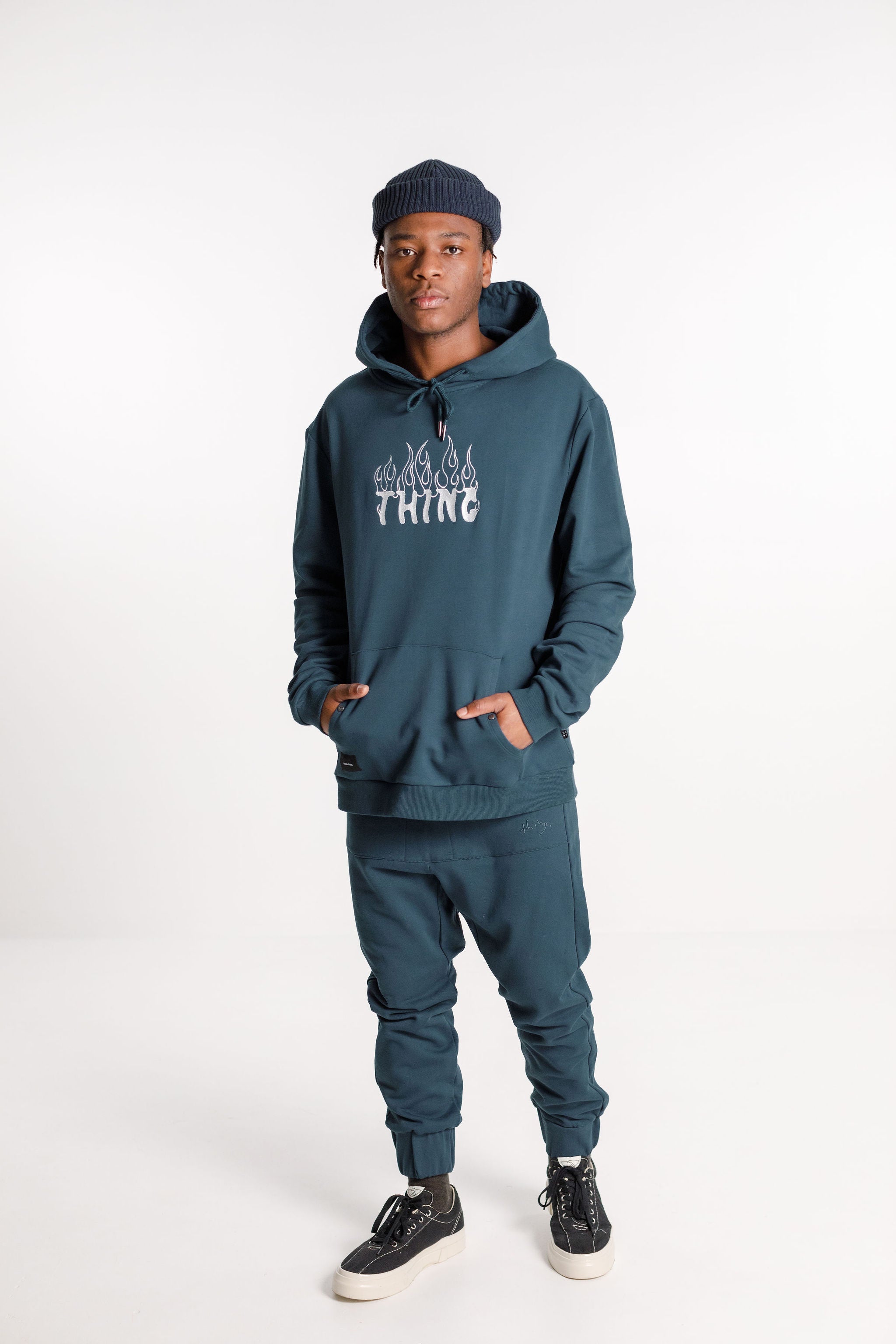 Title Hood - French Navy with Pyro Embroidery
