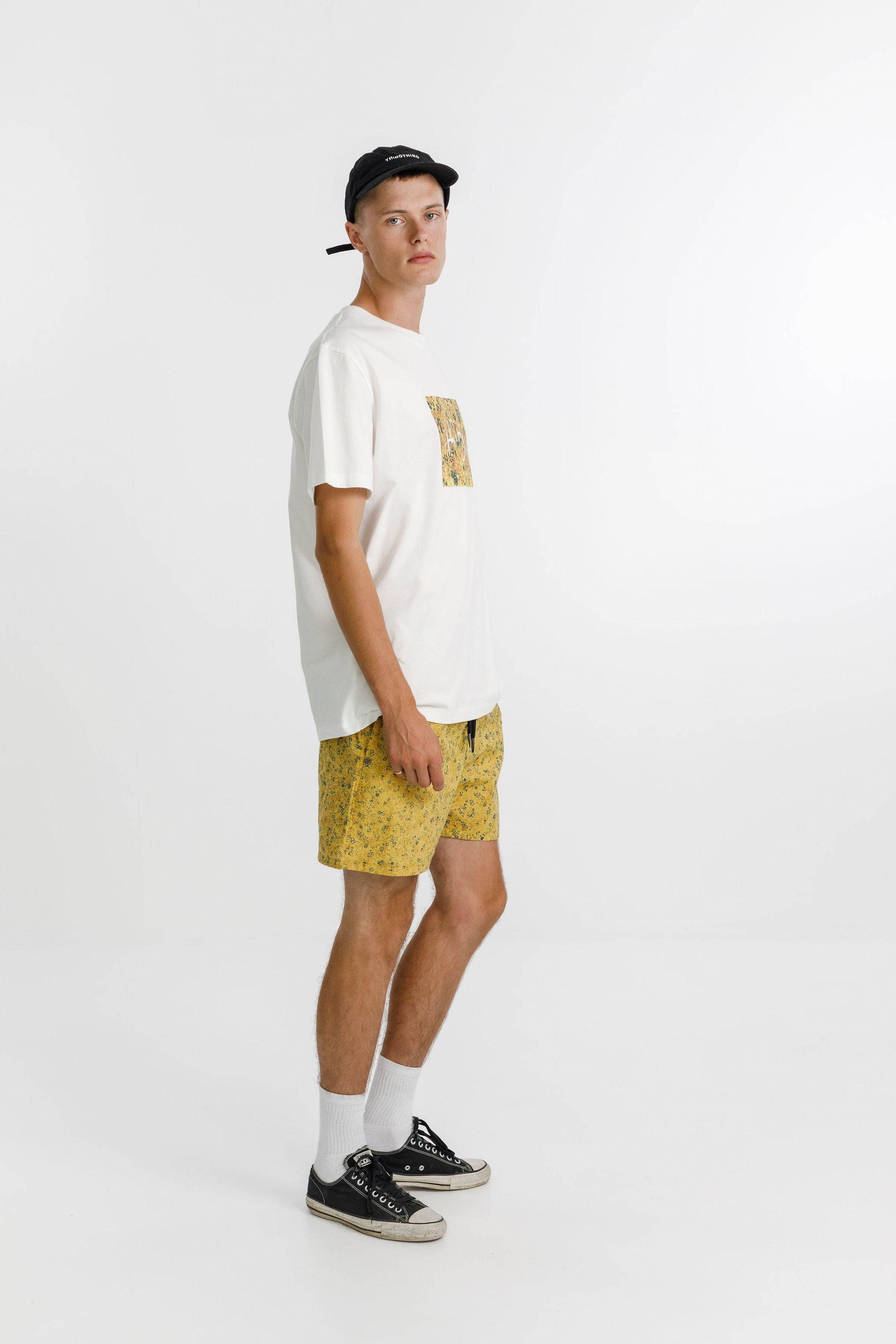 Naut short - Mustard with Hem Embroidery