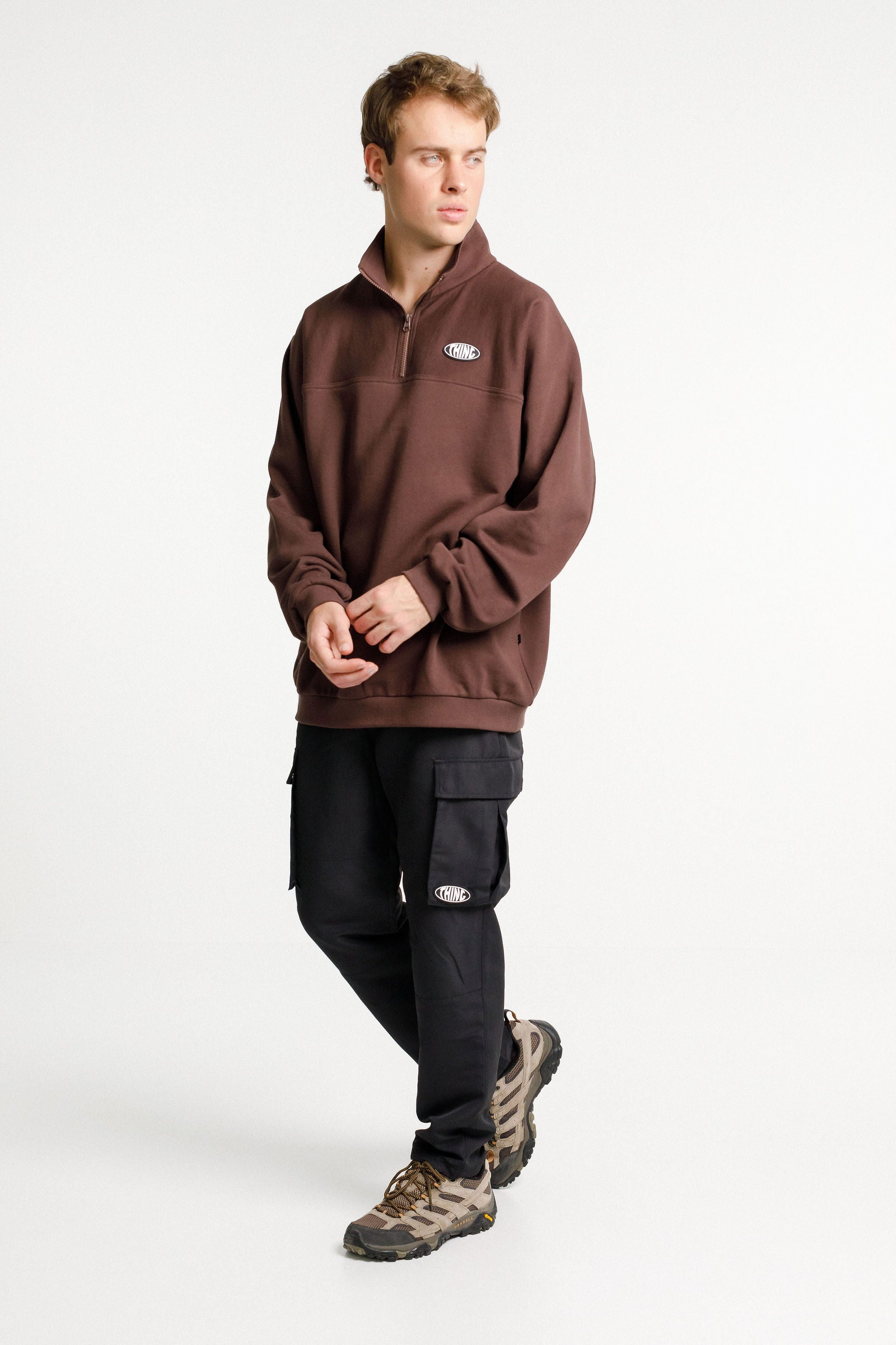 Quarter Zip Crew - Chocolate