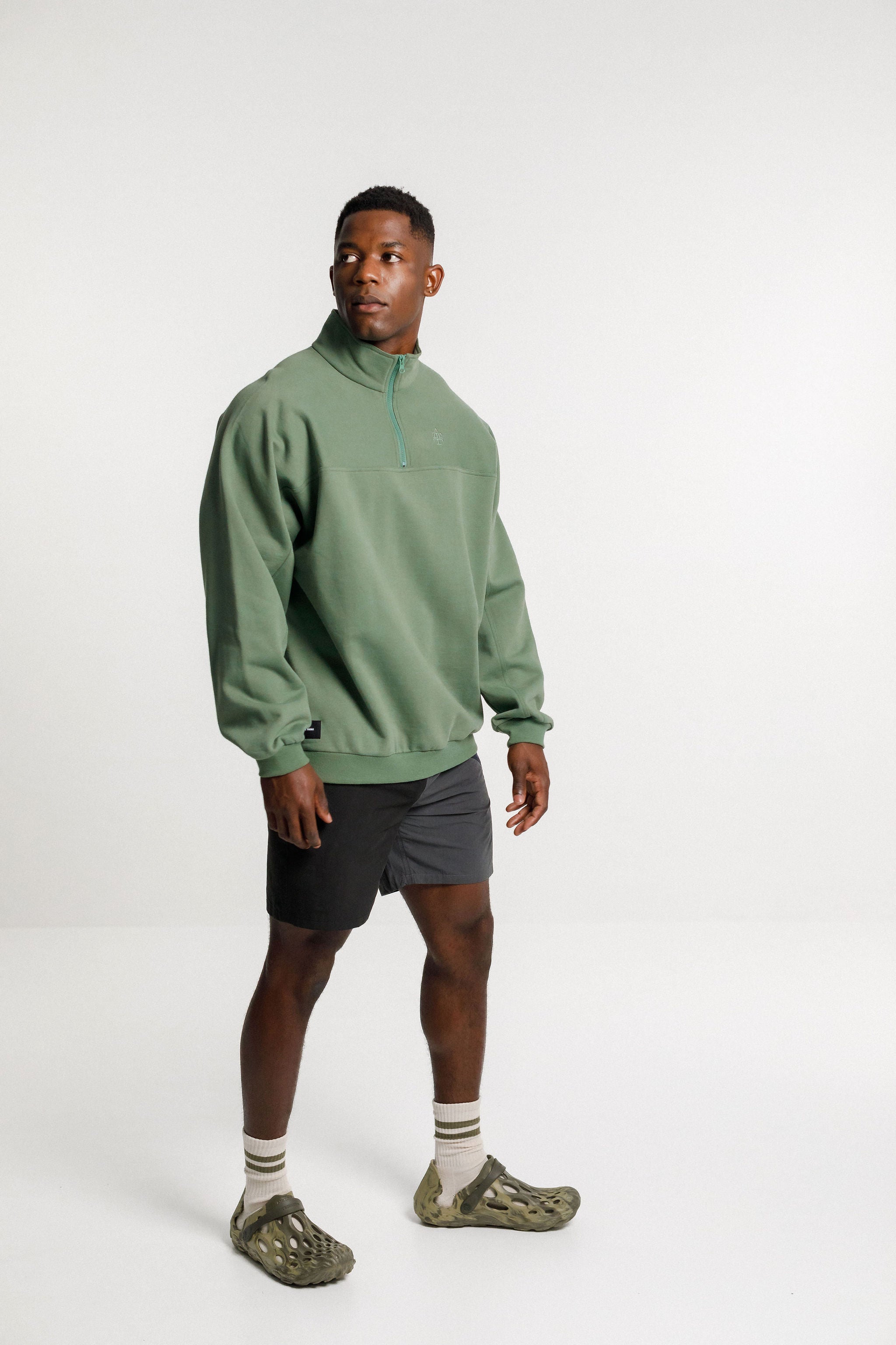 Quarter Zip Crew - Dark Ivy