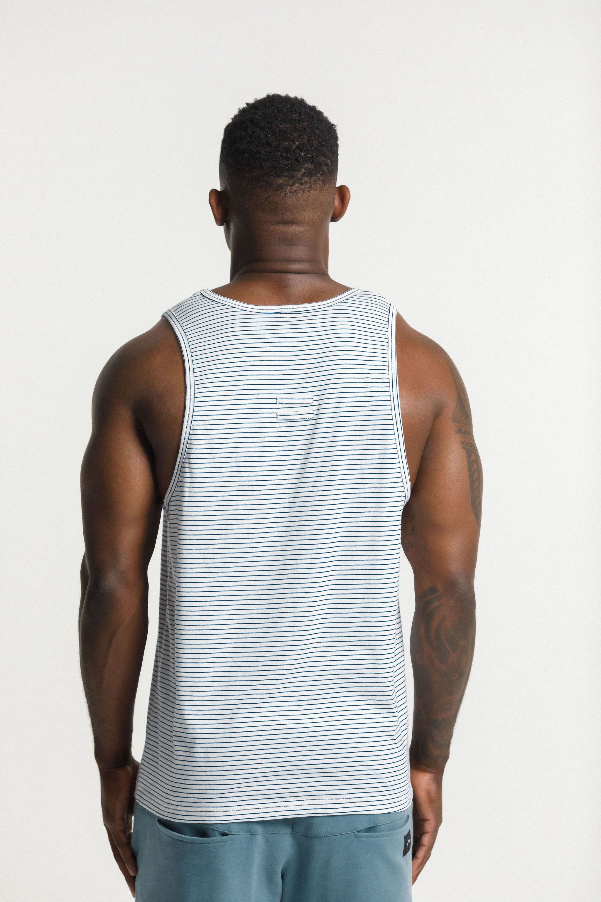 Dad Singlet - Blue & White Stripe