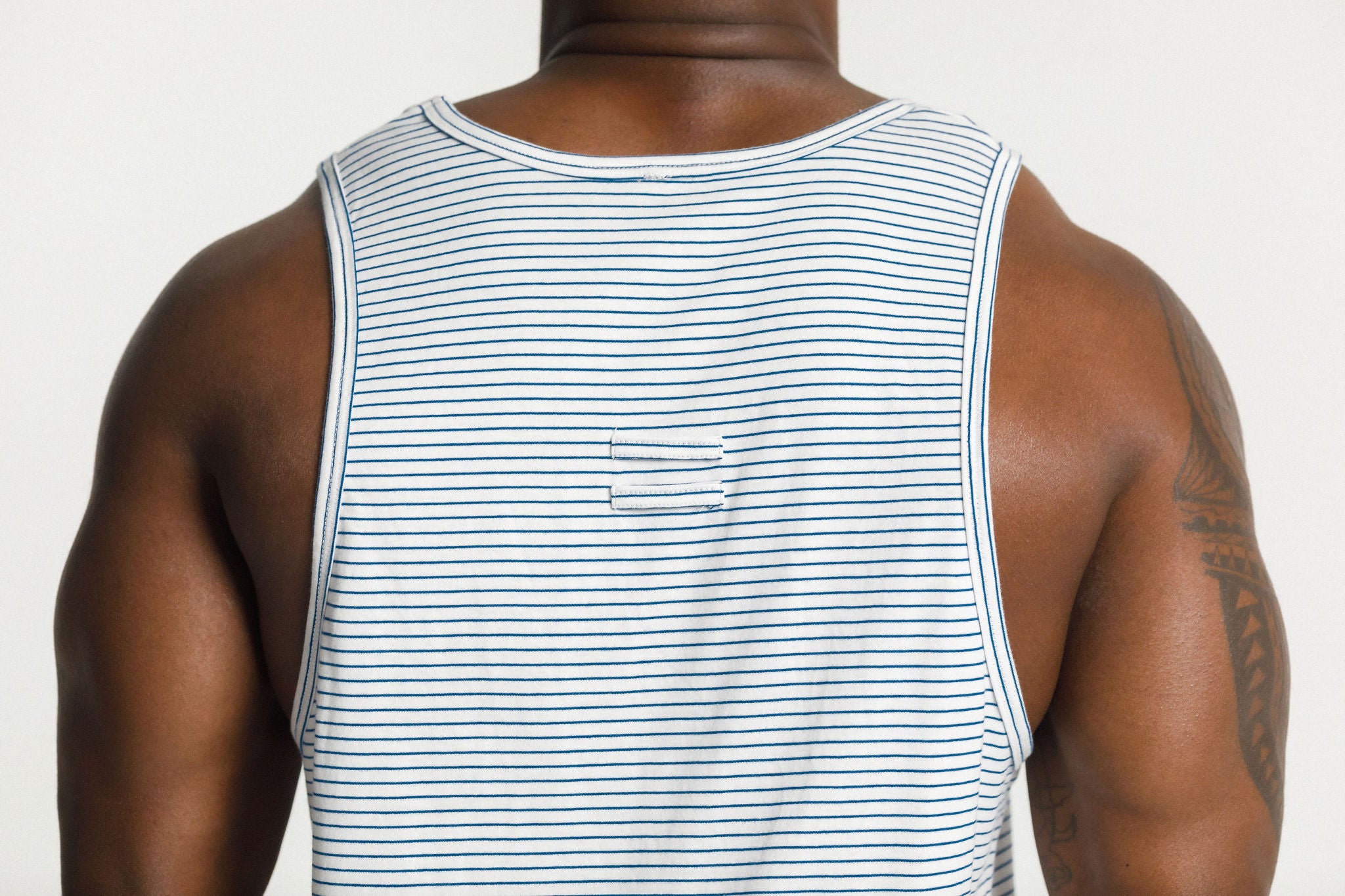 Dad Singlet - Blue & White Stripe