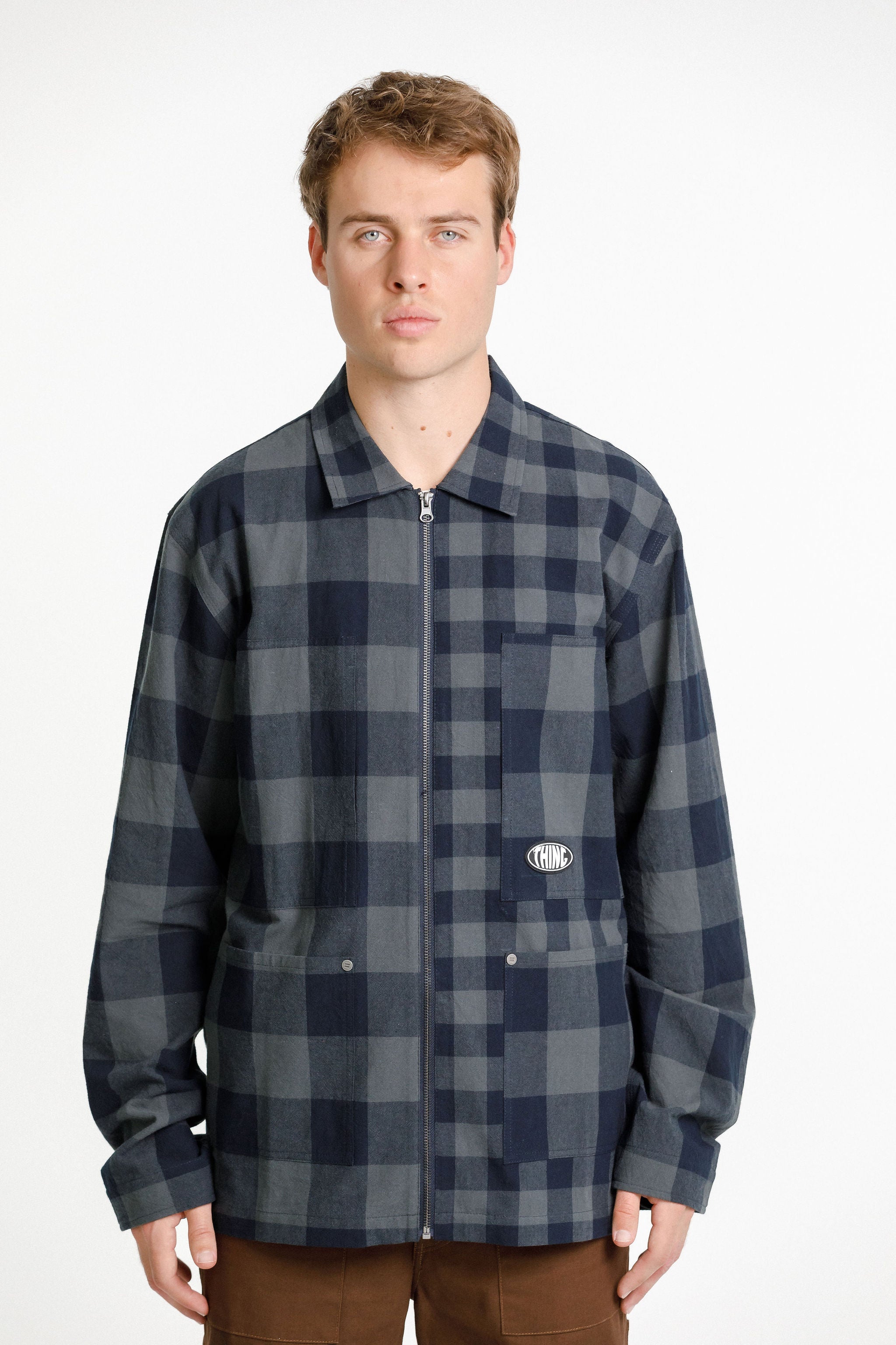 Zip Lomax Overshirt - Charcoal Check