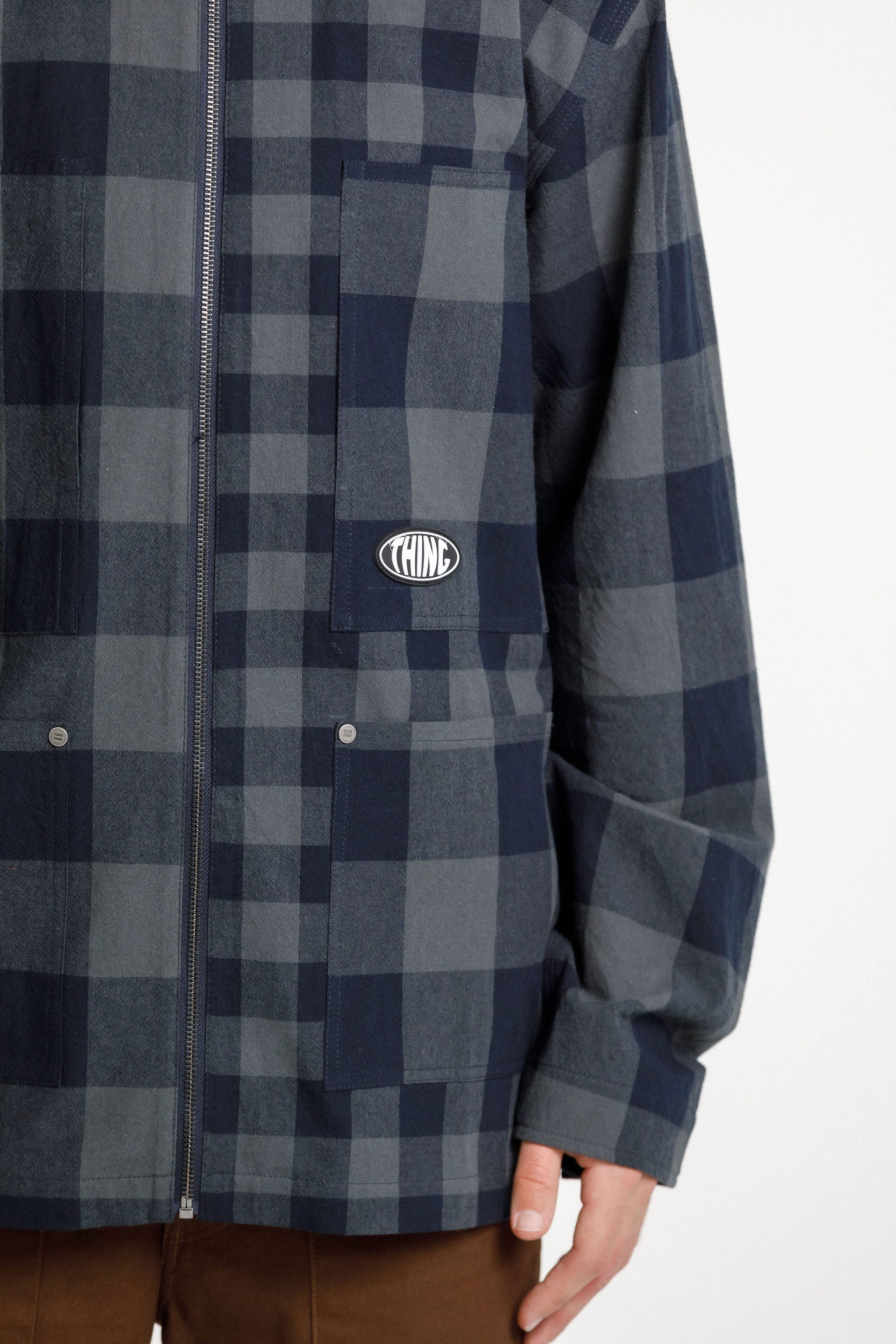 Zip Lomax Overshirt - Charcoal Check