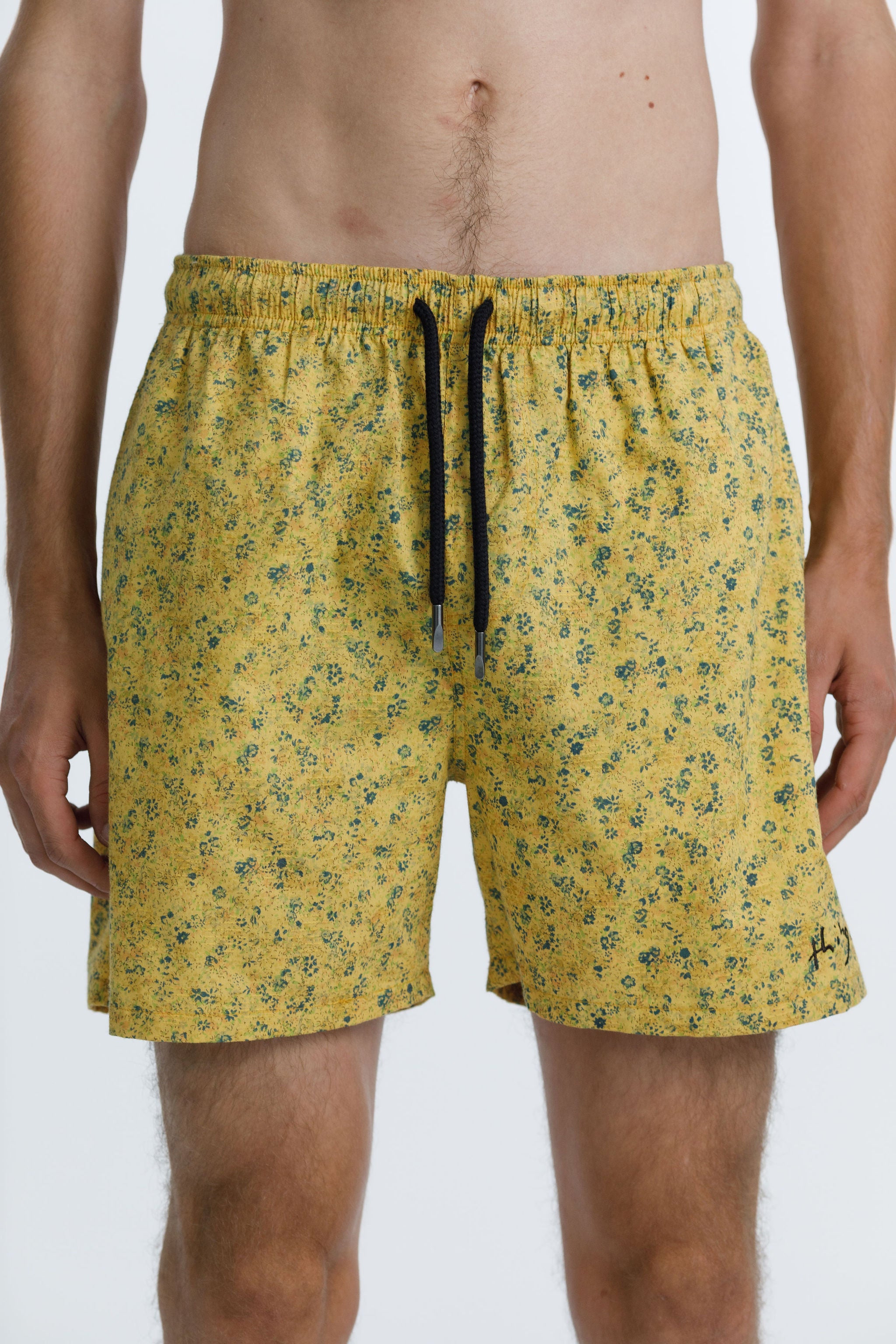 Naut short - Mustard with Hem Embroidery