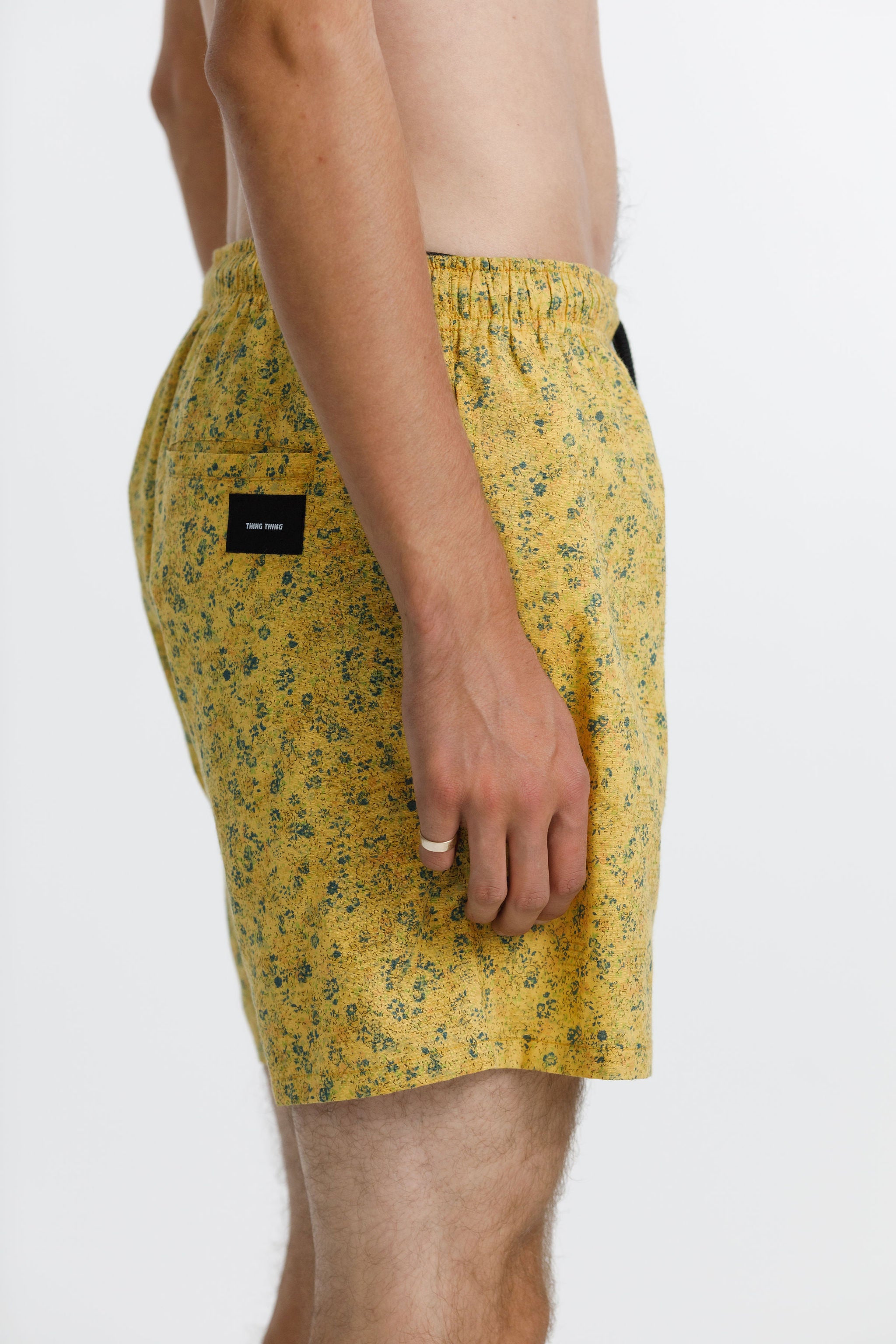 Naut short - Mustard with Hem Embroidery