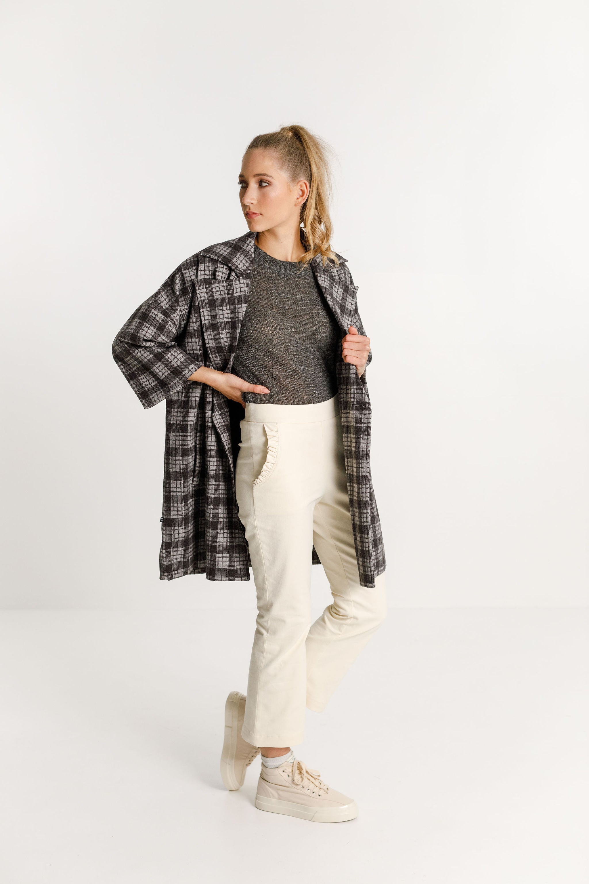 Trixie Coat - Charcoal Plaid