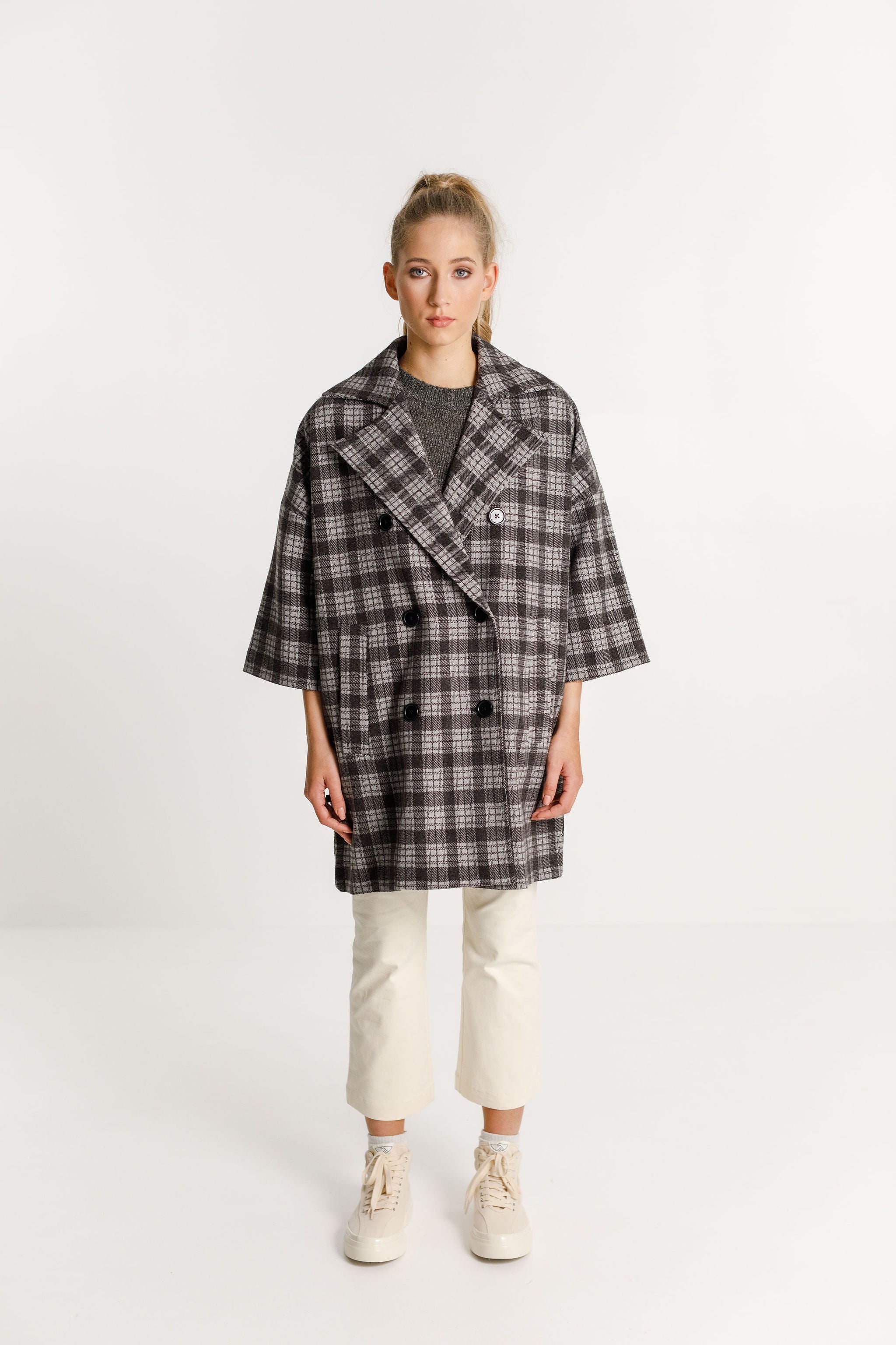 Trixie Coat - Charcoal Plaid