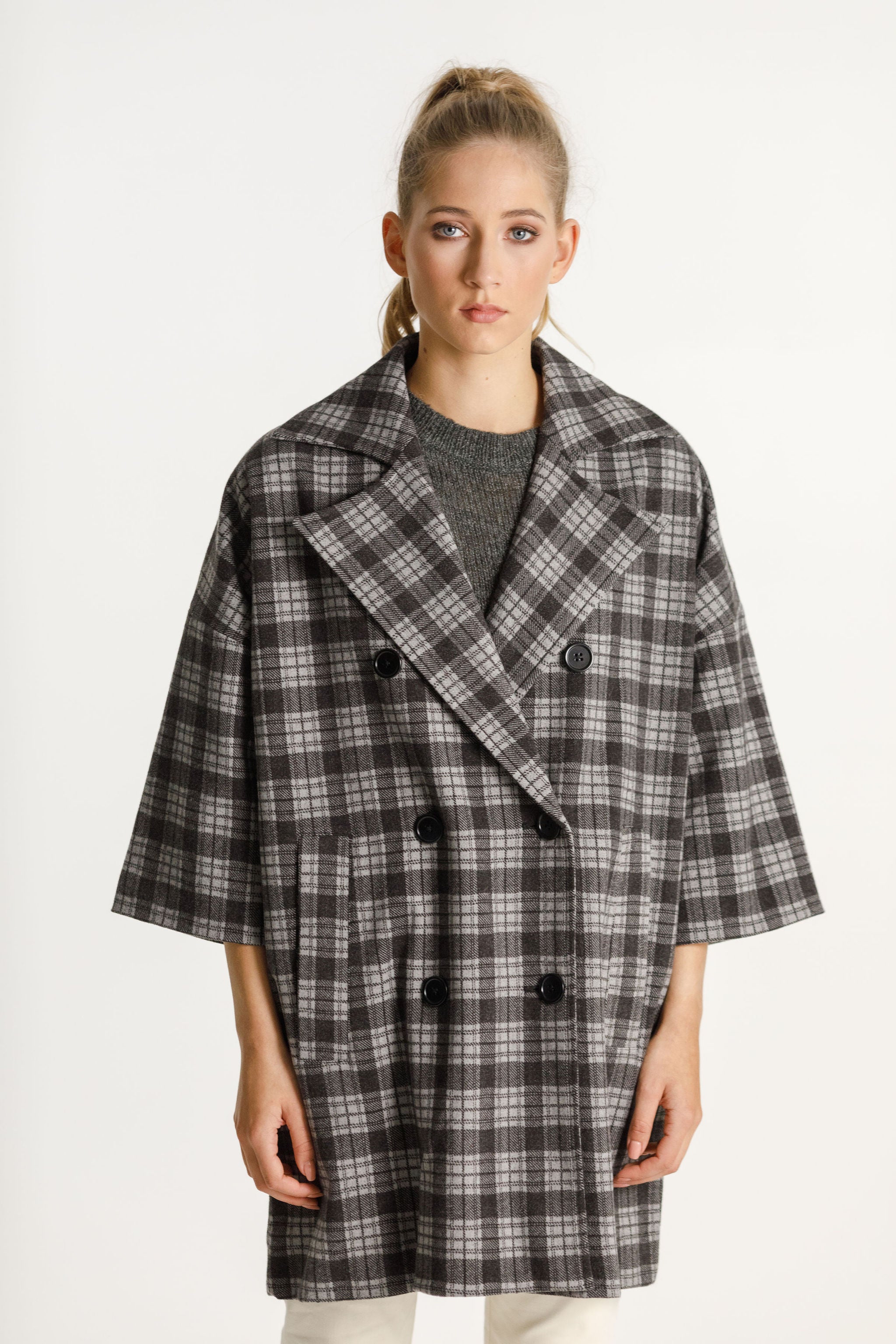 Trixie Coat - Charcoal Plaid