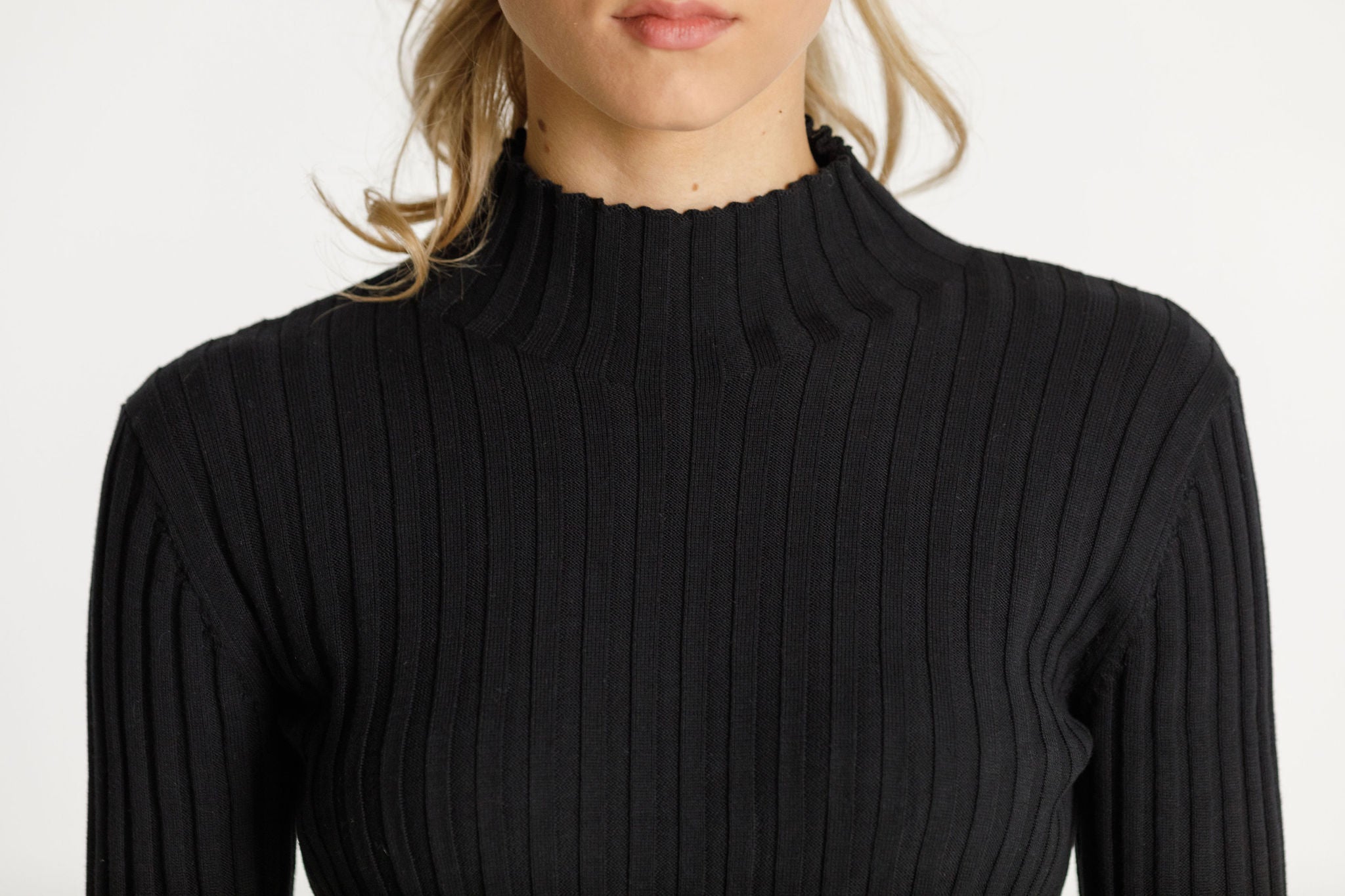 Ribbed Turtleneck Thin Black Turtleneck Womens Slim-fit Turtleneck