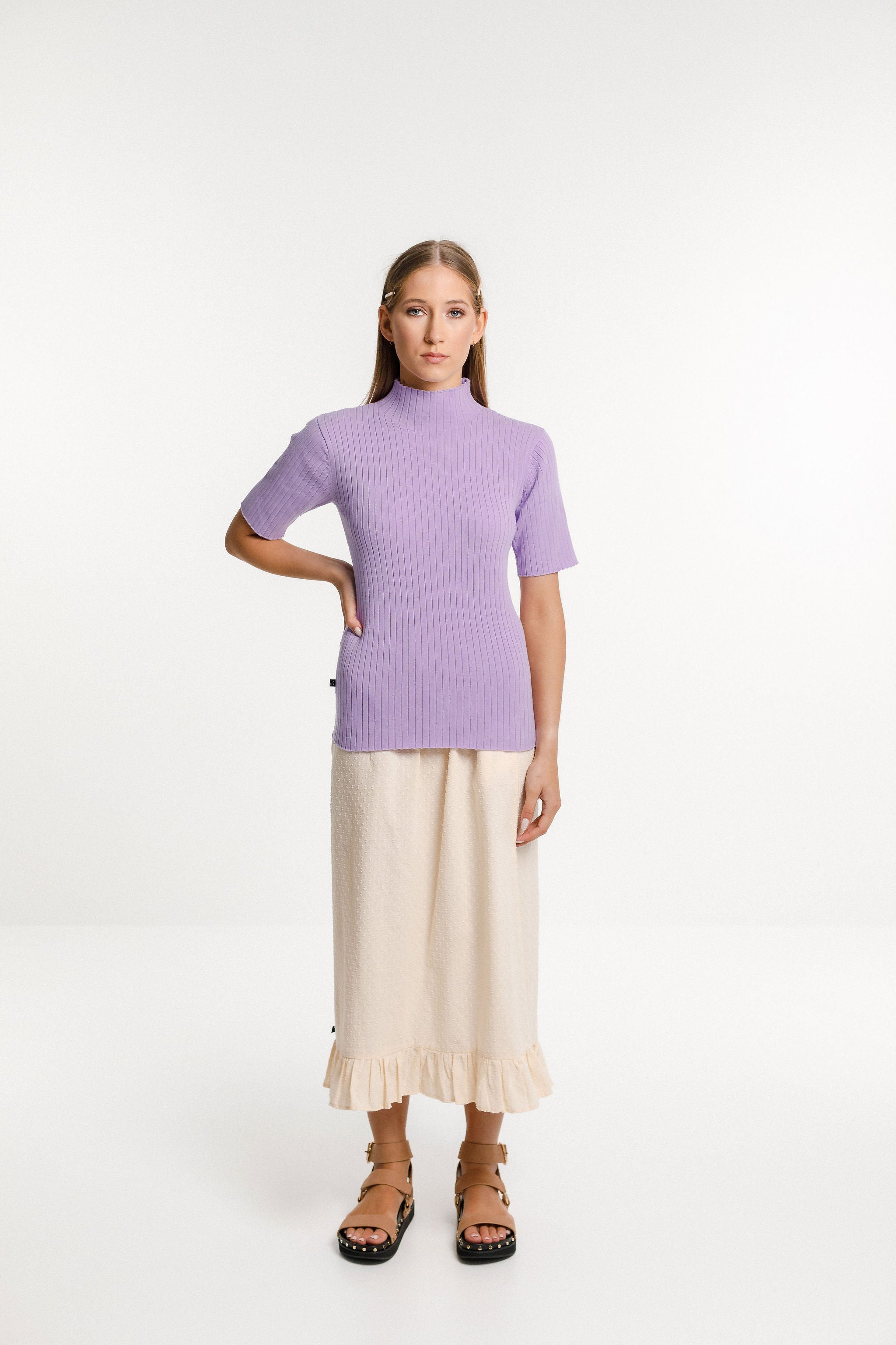 Short Sleeve Turtle Neck - Purple Rose
