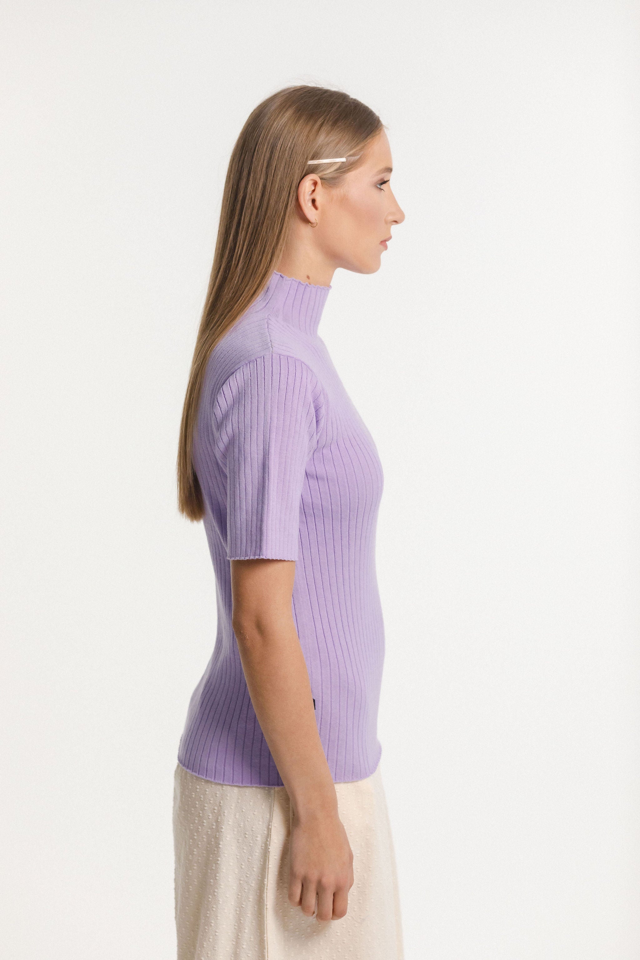 Short Sleeve Turtle Neck - Purple Rose