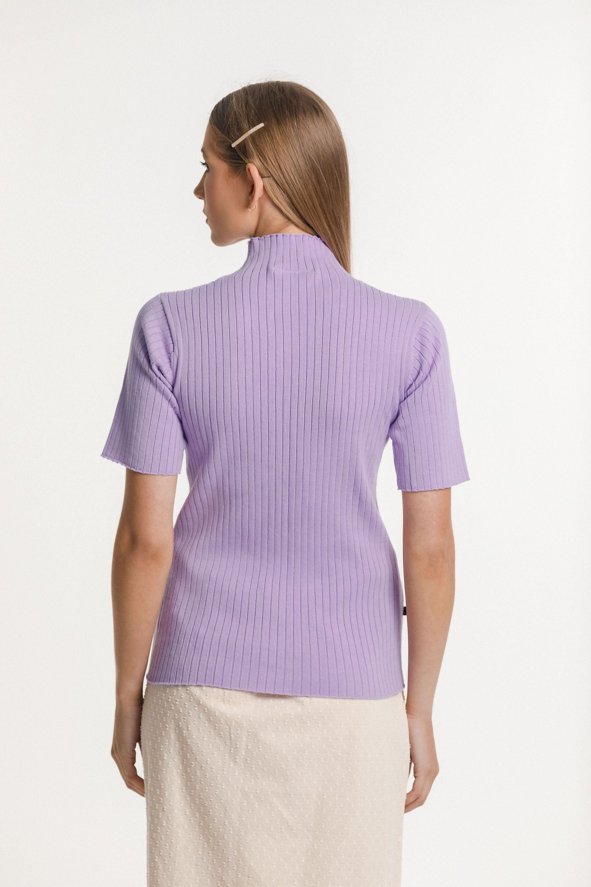 Short Sleeve Turtle Neck - Purple Rose