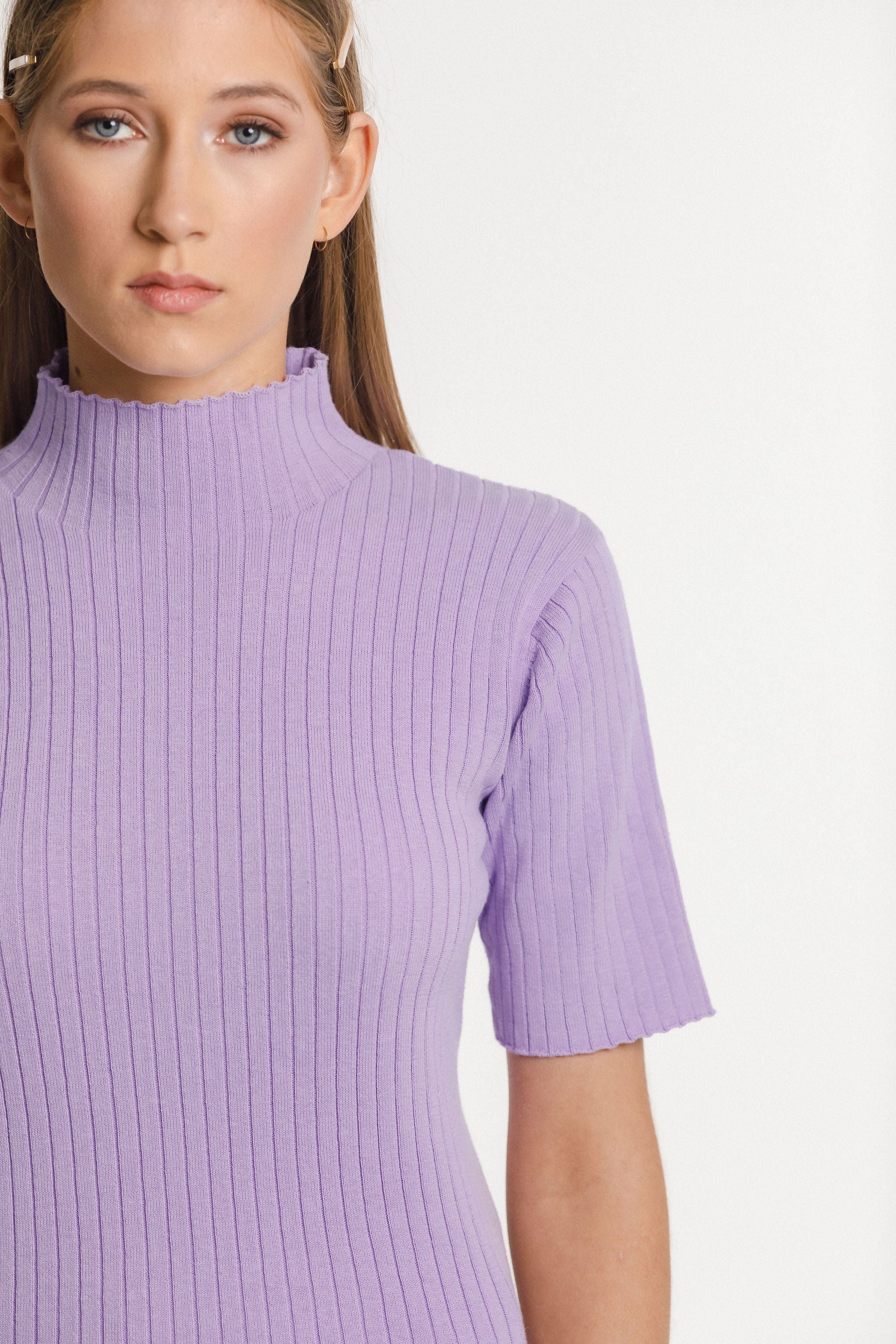 Short Sleeve Turtle Neck - Purple Rose